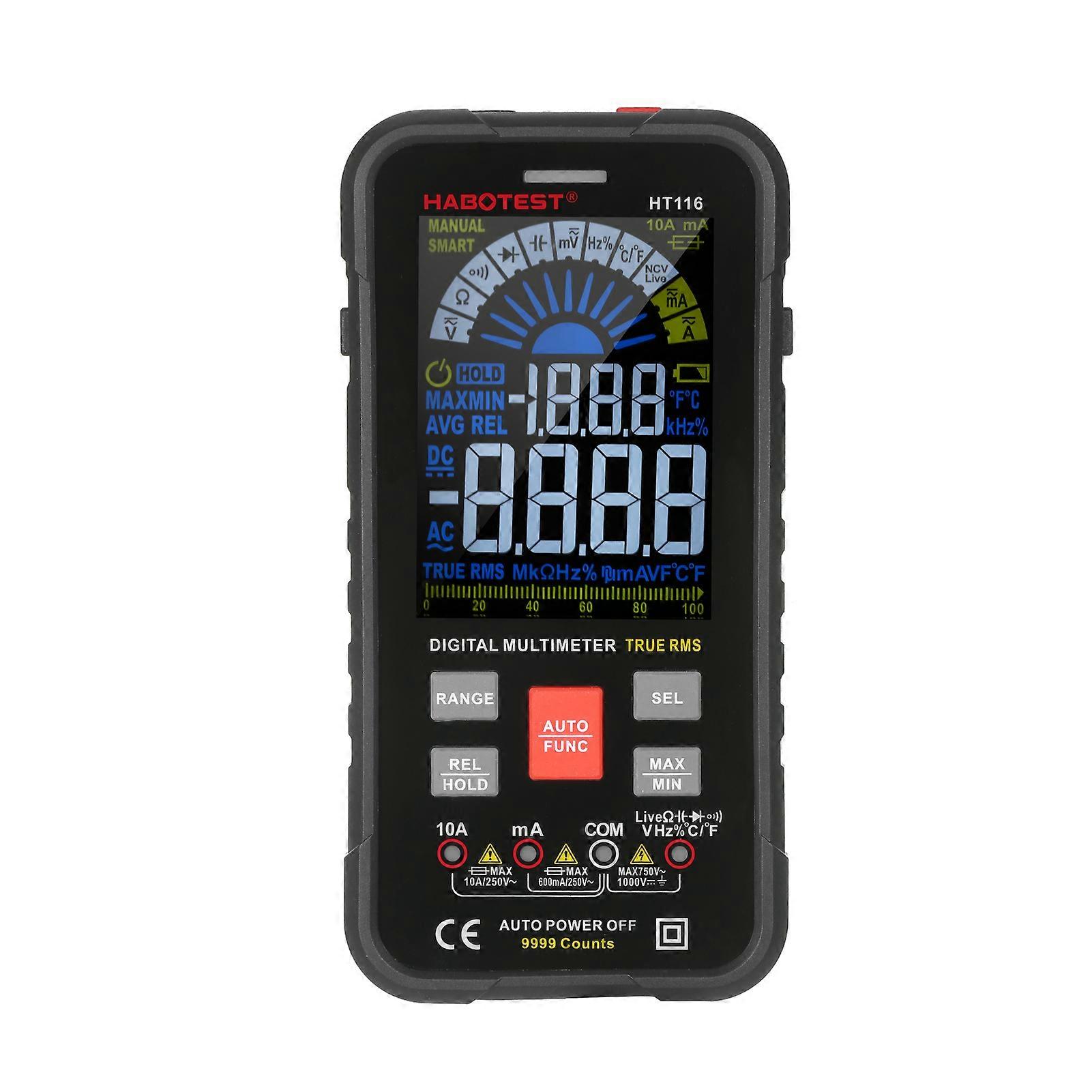 HABOTEST HT116 Digital Multimeter 9999 Counts True RMS Auto-off NCV Universal Meter Voltmeter Ammeter Mulitiple Tester for DC/AC Voltage Current Resi