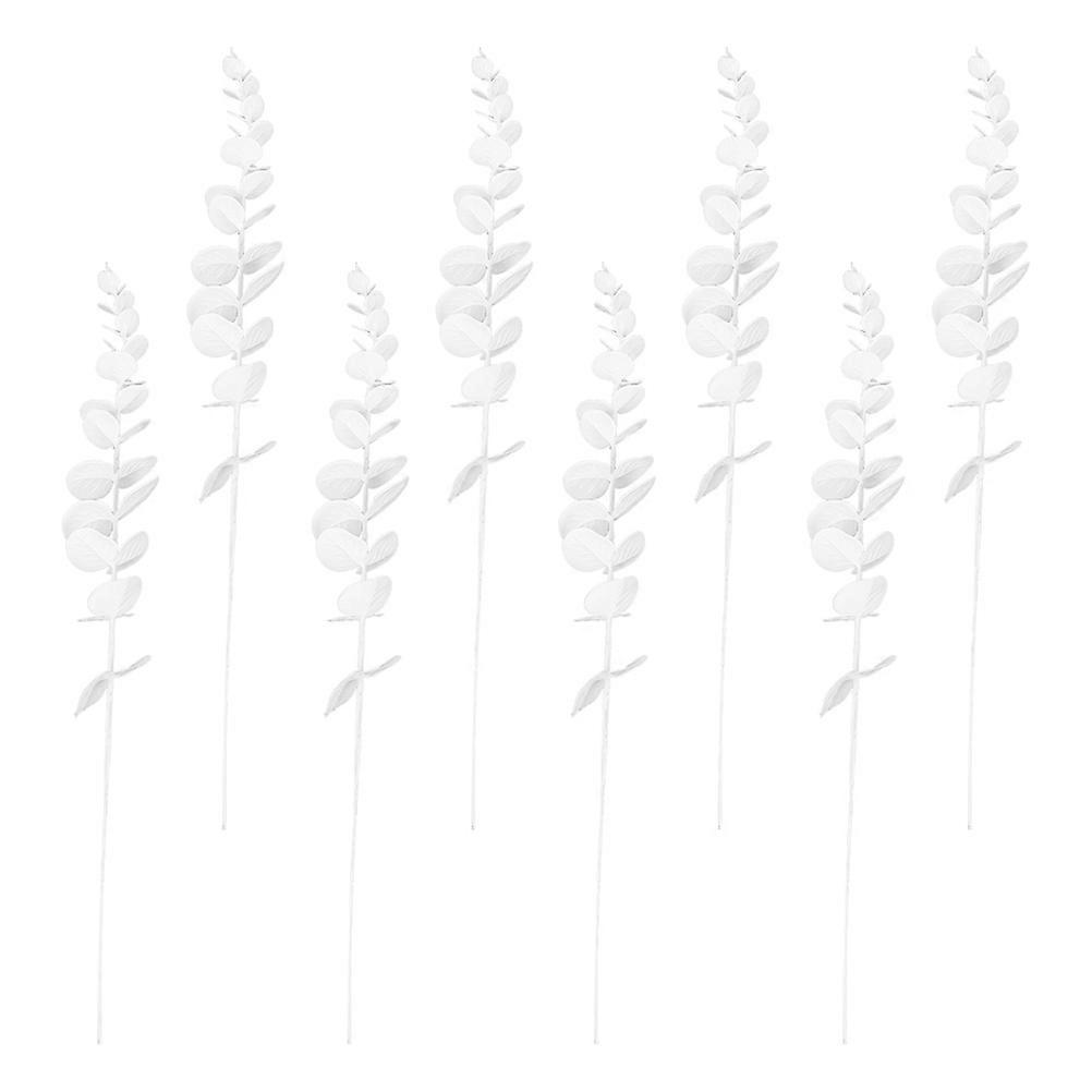 Eucalyptus Stems Simulation Leaf Decor for Decoration Use 8Pcs White Set
