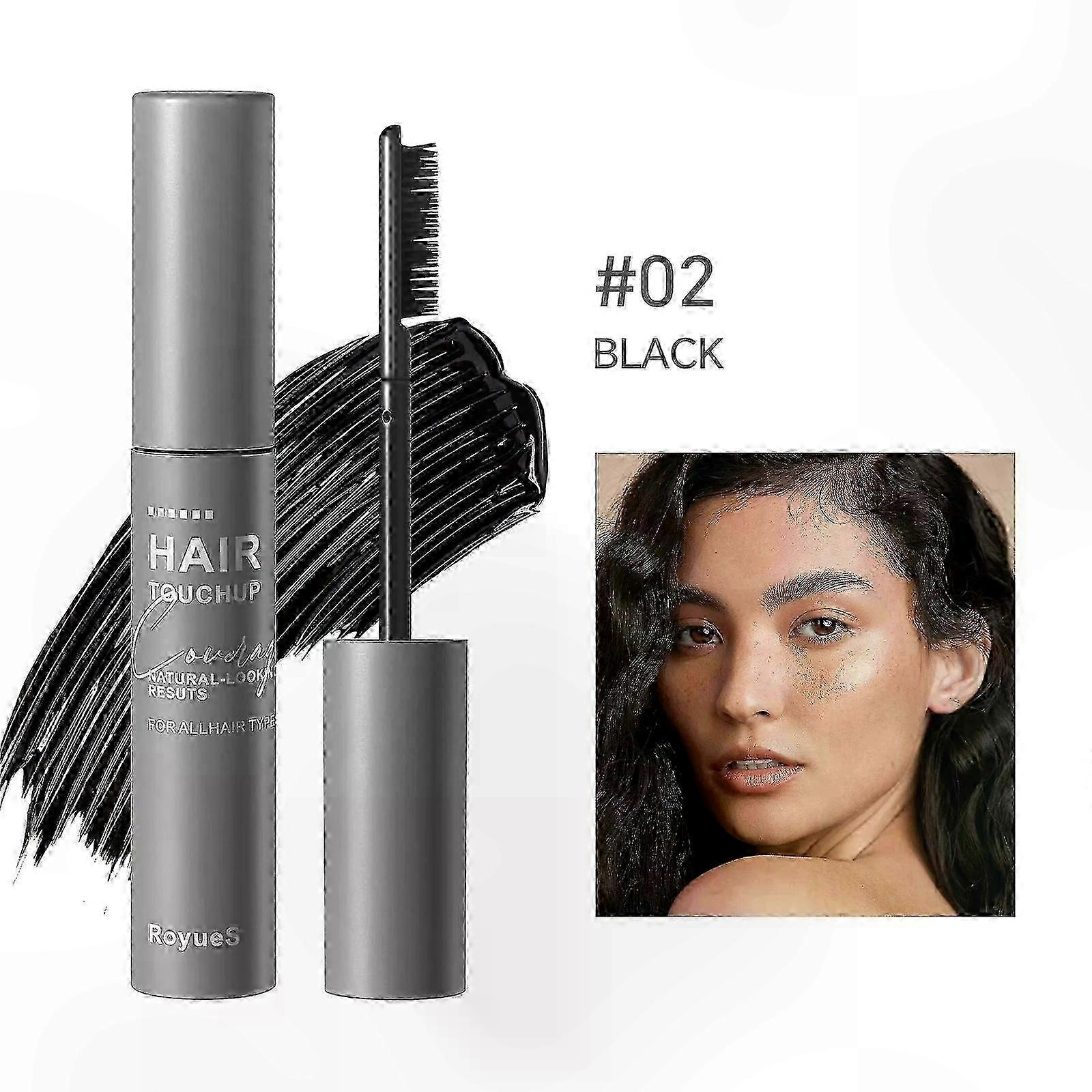 Temporary Root Touch-Up Hair Dye for Grey Coverage, Dark Brown & Black Beard Color Mascara, Waterproof & Sweatproof Brush-On Solution