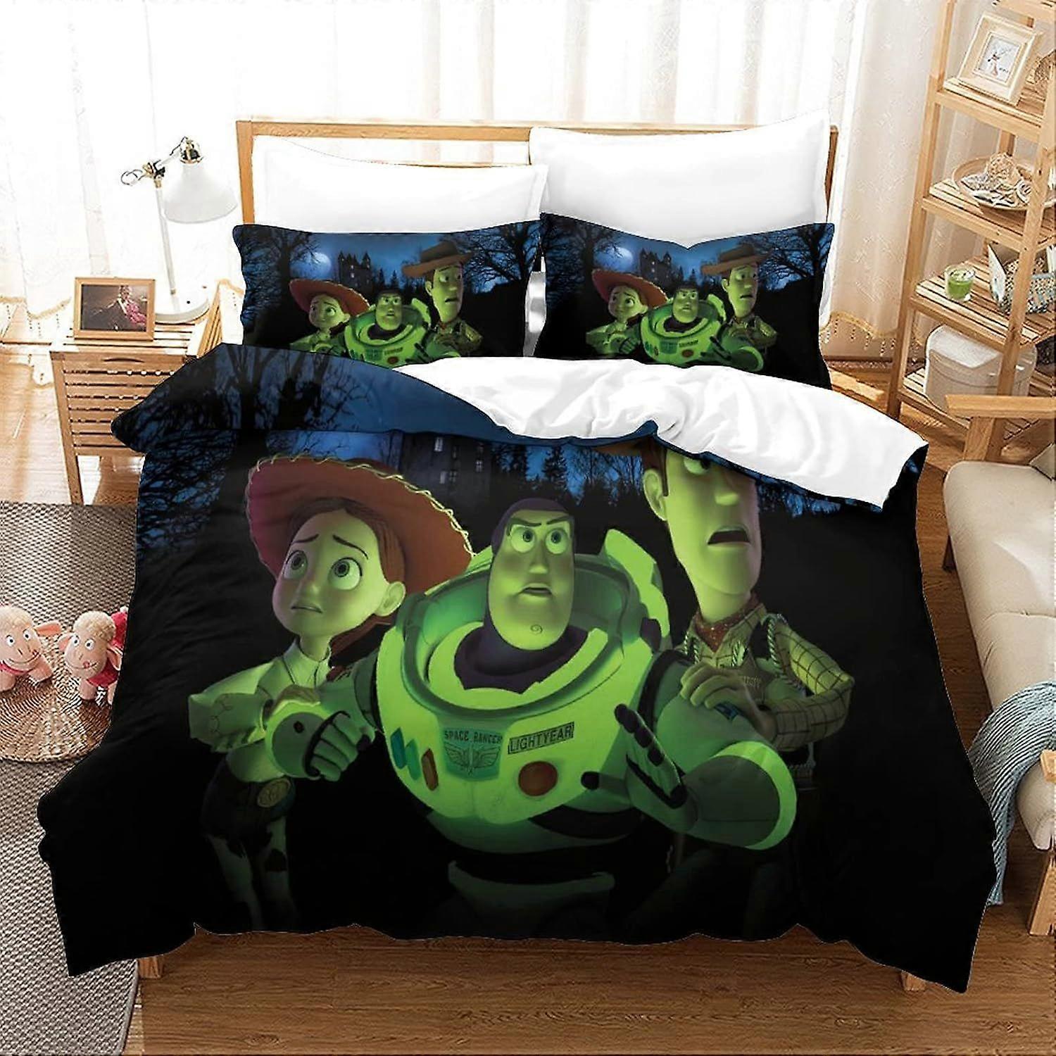 Bedding Sets Single Size Bedding Toy Story Printed Duvet Cover Soft Hypoallergenic Microfiber Quilt Cover with Pillowcase with Zipeer Closure for in K