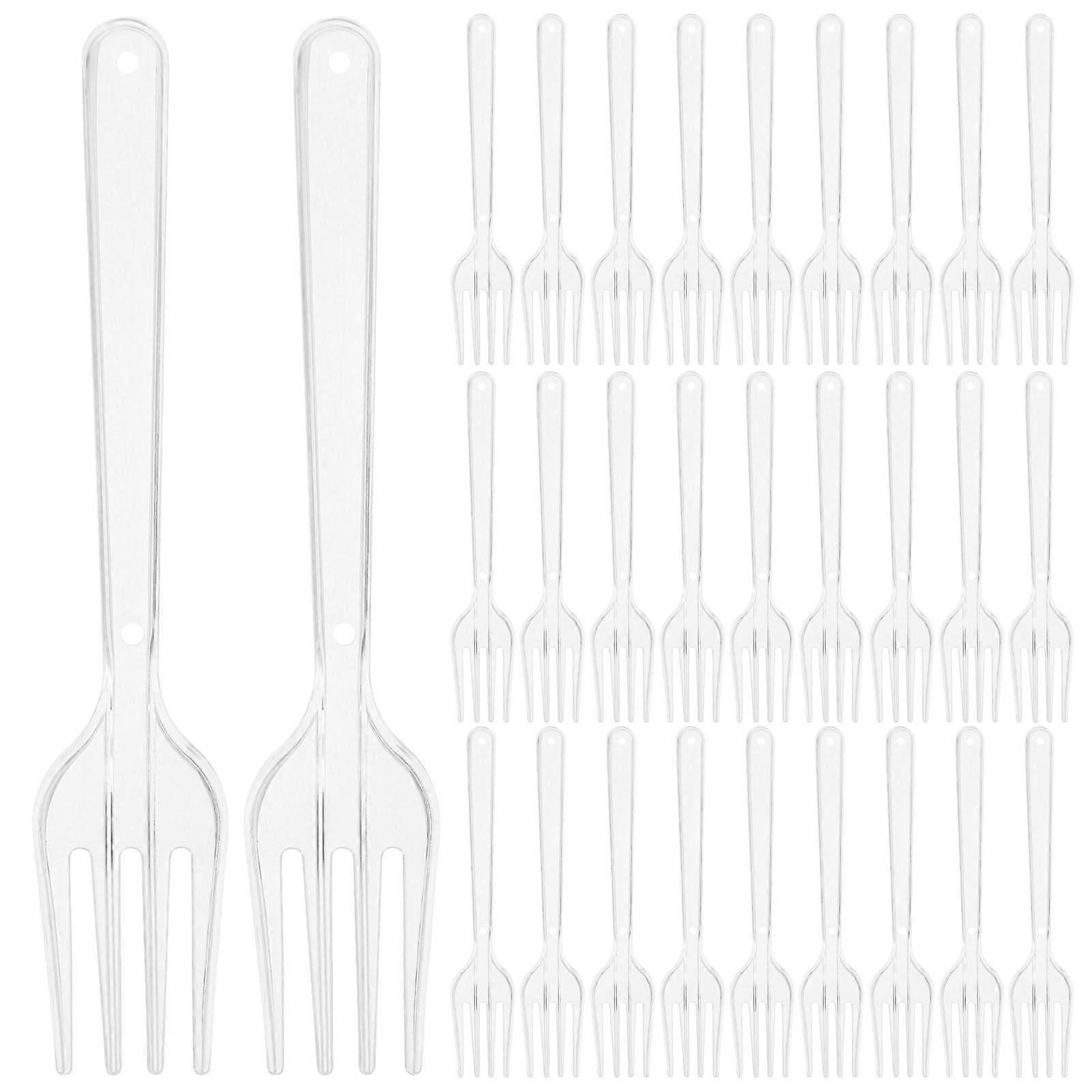 100pcs Party Dinner Forks One-time Eating Forks One-time Plastic Steak Forks