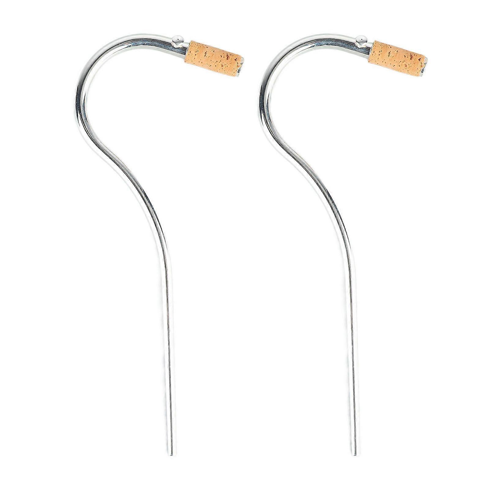 Lot de 2 embouchures de basson plaquées argent, col courbé avec joint en liège, pièces pour instruments à vent