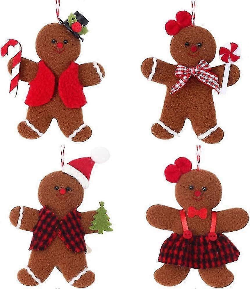 4 Pieces Gingerbread Man Doll Ornaments Gingerbread Doll Christmas Tree Ornament Holiday Decorations