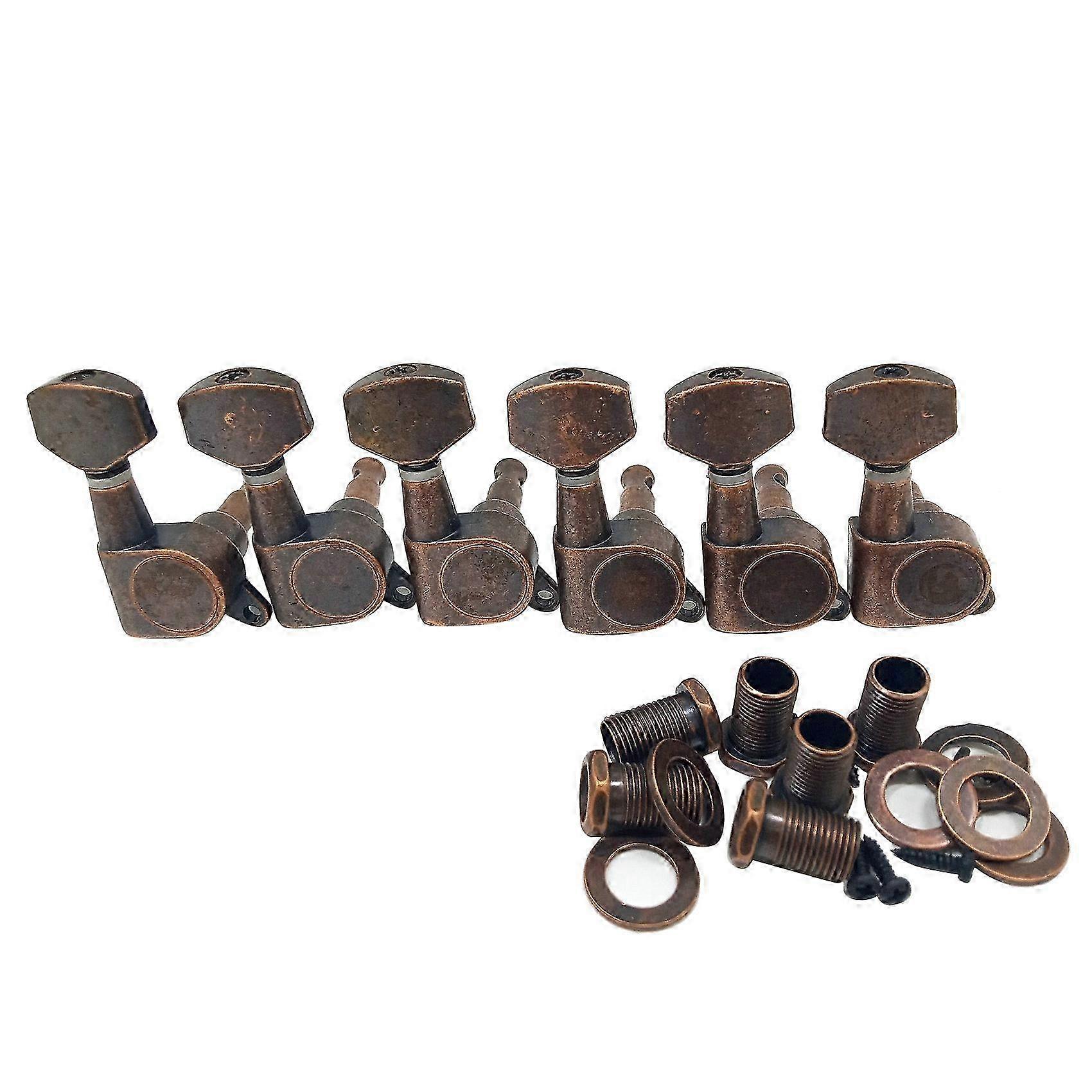 6-in-1 Guitar Tuning Pegs Set for Electric Acoustic Folk Instruments with Locking Mechanism Keys