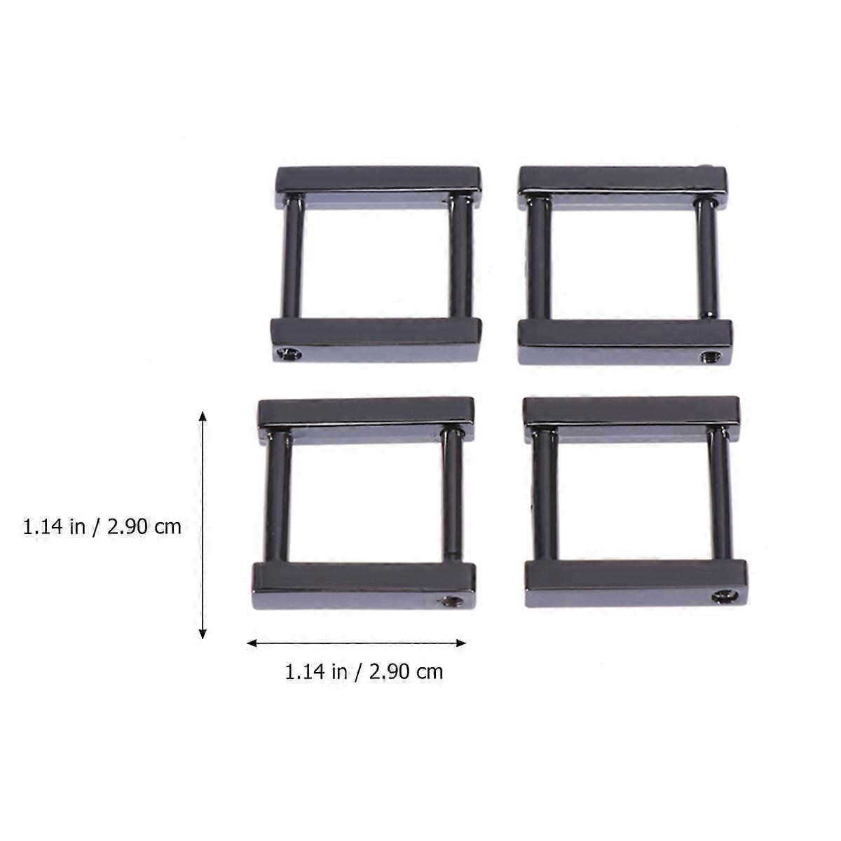 Rectangular Buckle Small Size Metal Black Shoulder Strap Adjust Ring 4Pcs