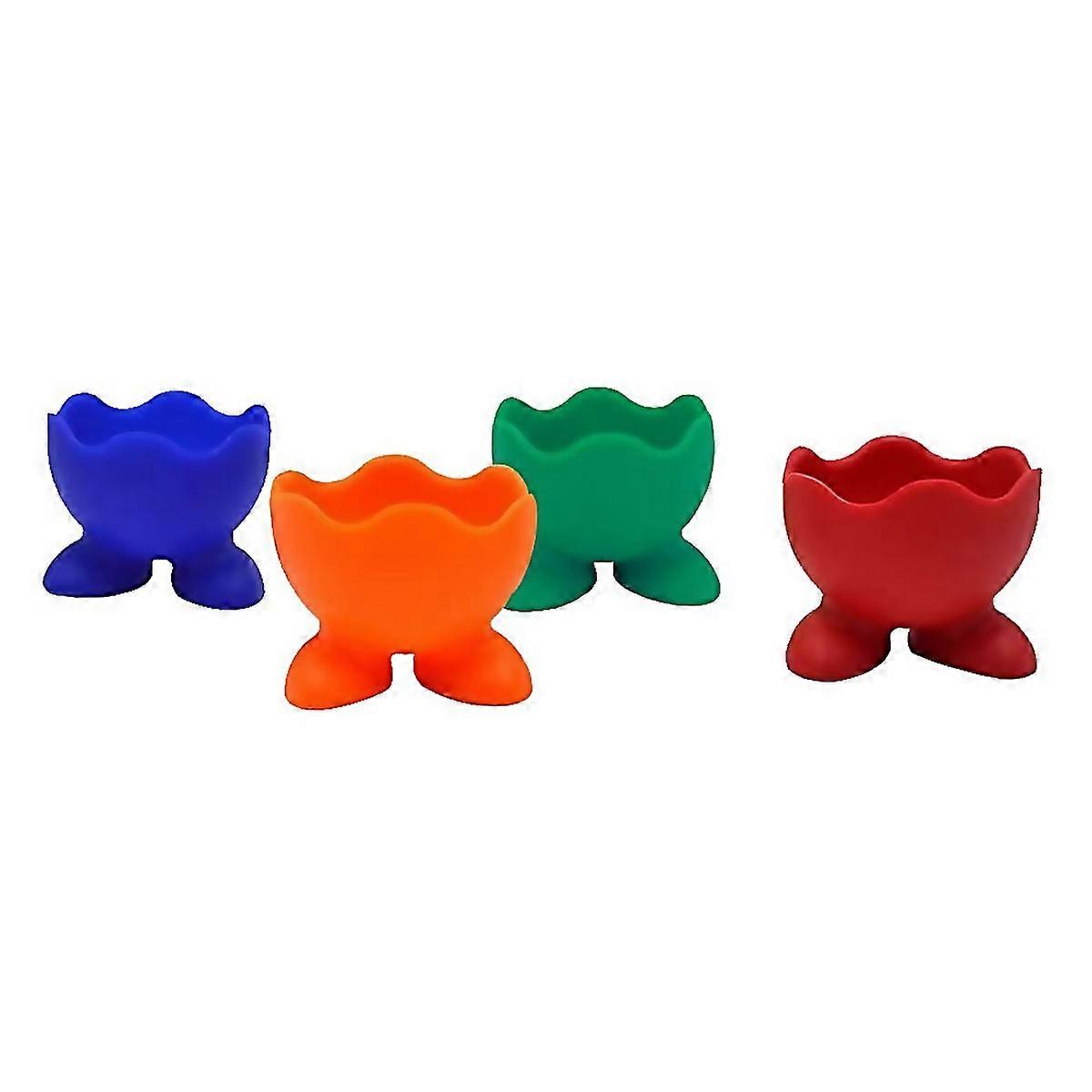 For 4 Pcs Colorful Soft Silicone Egg Cup Boiled Egg Serving Cup Egg Tray Egg Holders Stands