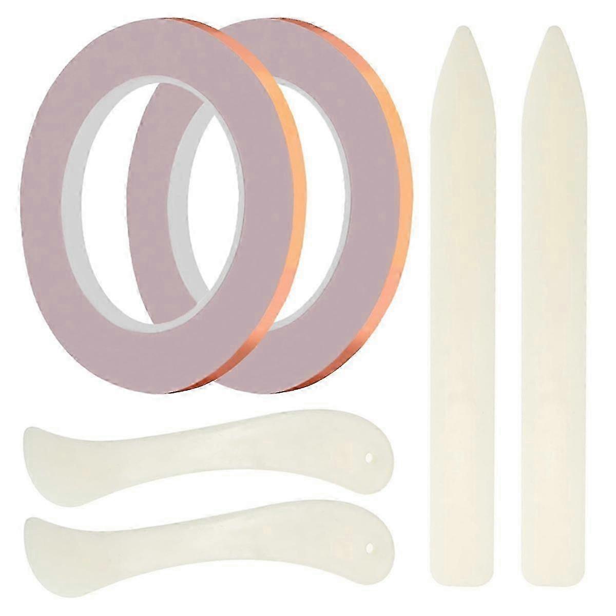 2 Rolls Copper Backed Copper Foil Tape for Stained Glass Making and DIY Crafts, with 4 Stained Glass