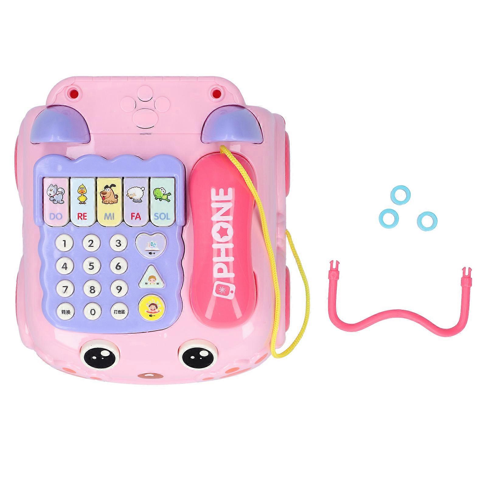 Jouet éducatif pour enfants, téléphone de simulation avec effet musical et lumineux (rose)