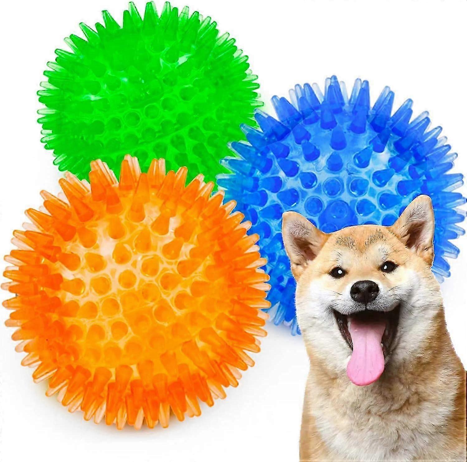 3 Pack Dog Squeaker Balls, Dog Chew Ball, Pool Float Toy, Puppy Throwing Toy, Boredom Chew BEW