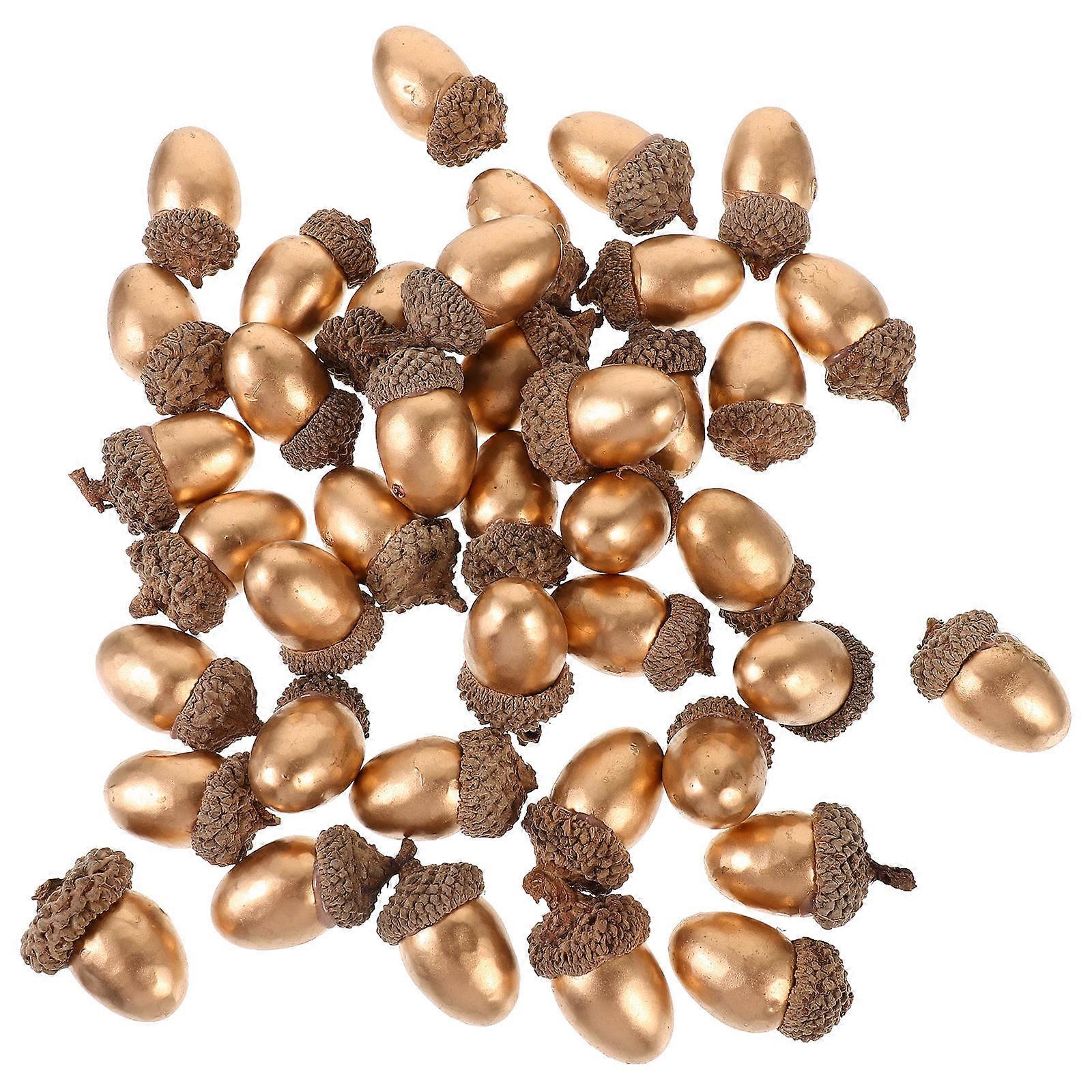 Mini Foam Acorns for Decor 120Pcs Golden Fake Acorn Ornaments for Crafts