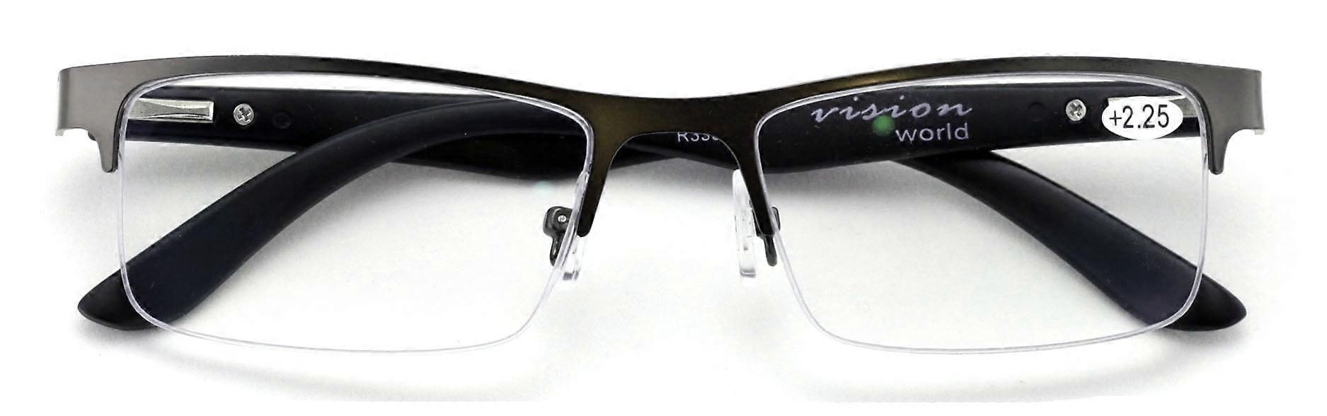 Lightweight Metal Half Rim Reading Glasses With Anti-reflective AR Coating Spring Hinge Reader - TR90 Temple
