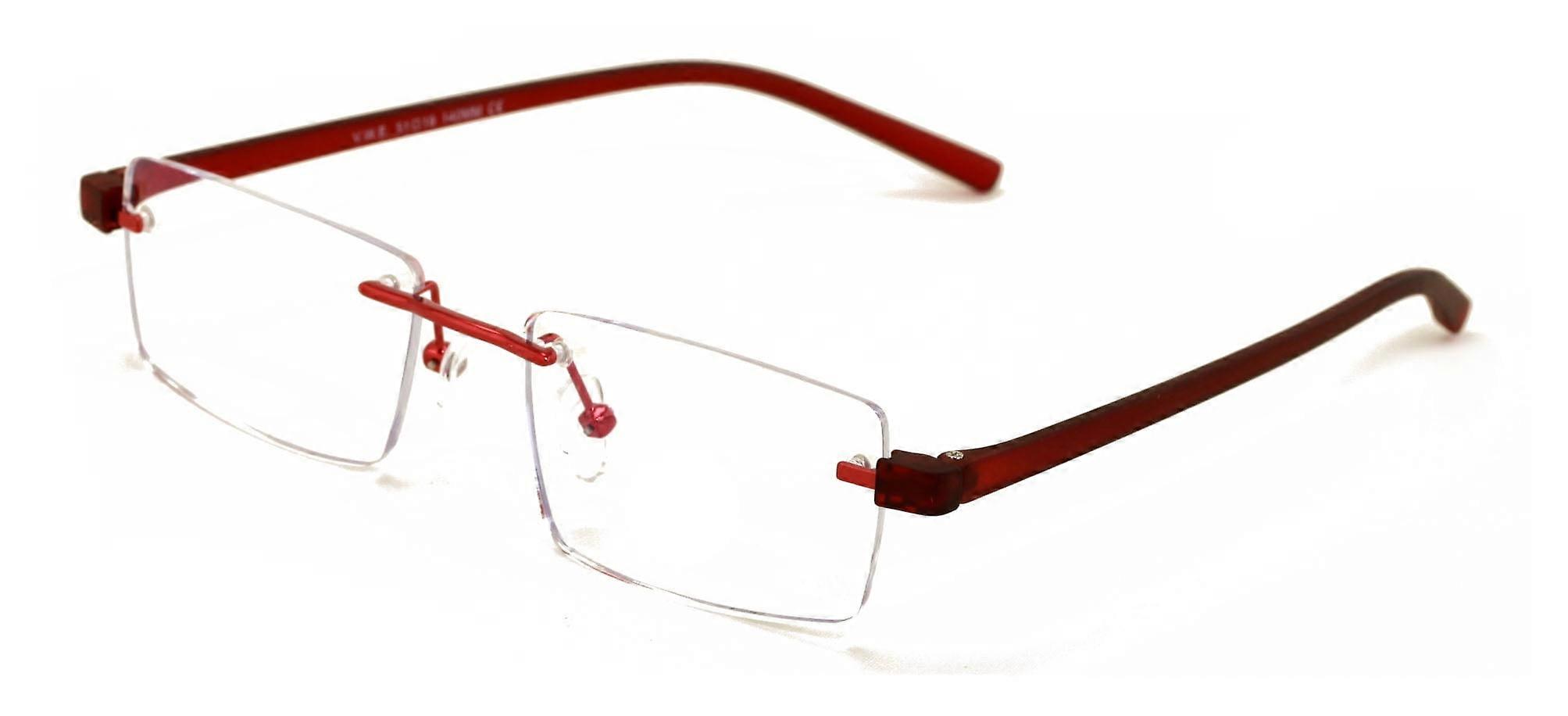 Lightweight Rimless Reading Glasses Metal with Flexible Temple - Rectangular Anti Blue Blocker Reader Clear Lens 2.25