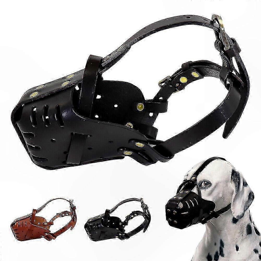 Durable Leather Secure Basket Muzzle for Large Dog Breeds - Comfortable & Safe