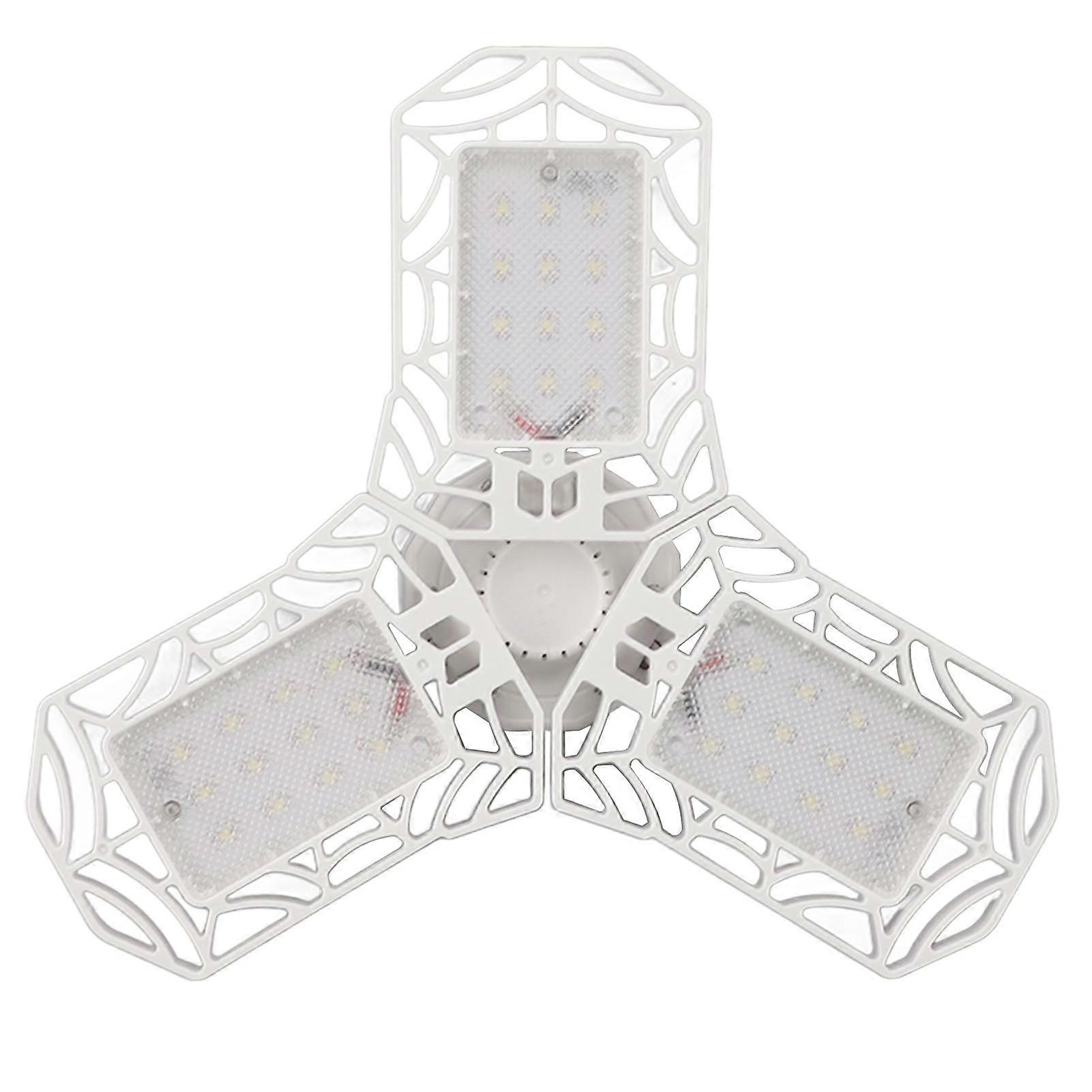 6000K LED Garage Light E26 E27 Deformable Ceiling Light with 3 Adjustable Panels for Workshop Factory Gym Lighting