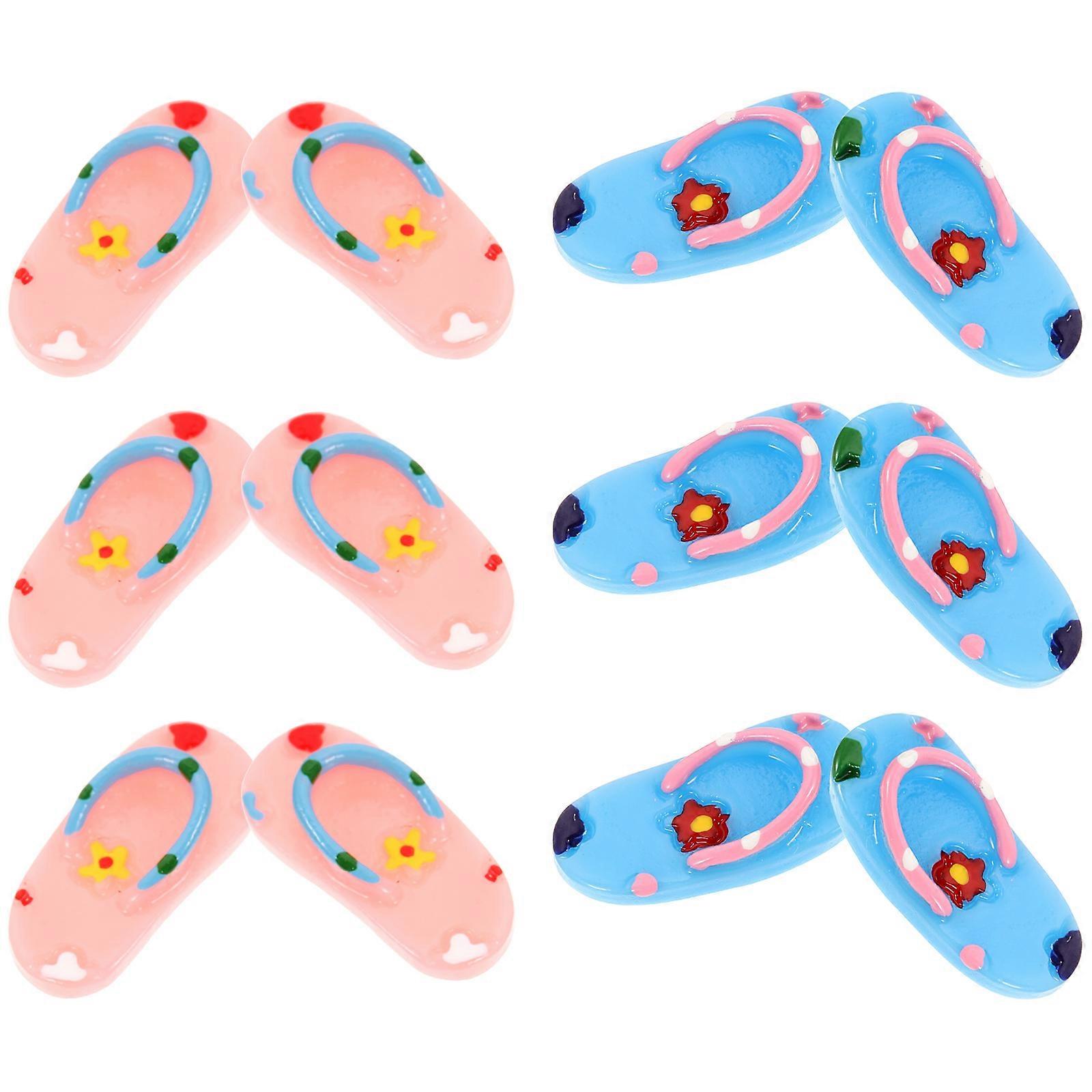 Miniature House Decor Slipper Model for DIY 12Pairs Beach Style