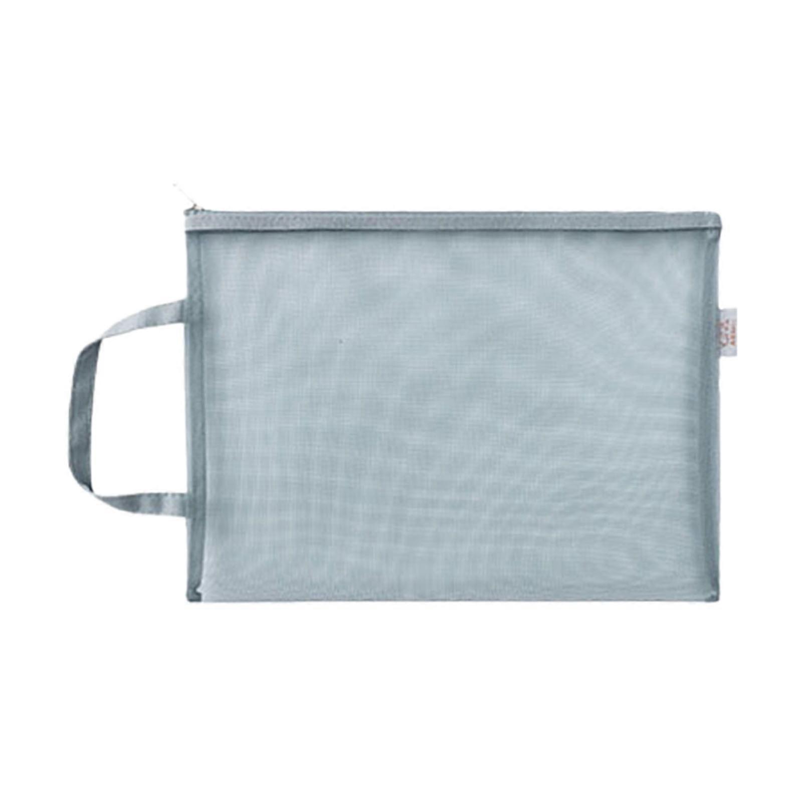Qnjujn Morandis Handheld Book Bag Nylon Mesh Transparent Thickened Stationery Homework Toy Storage File Bag grey