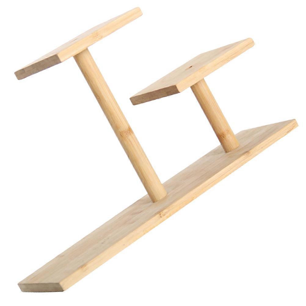 Khaki Bamboo Plant Stand for Storing 2Pcs Tiered Succulent Display Shelf