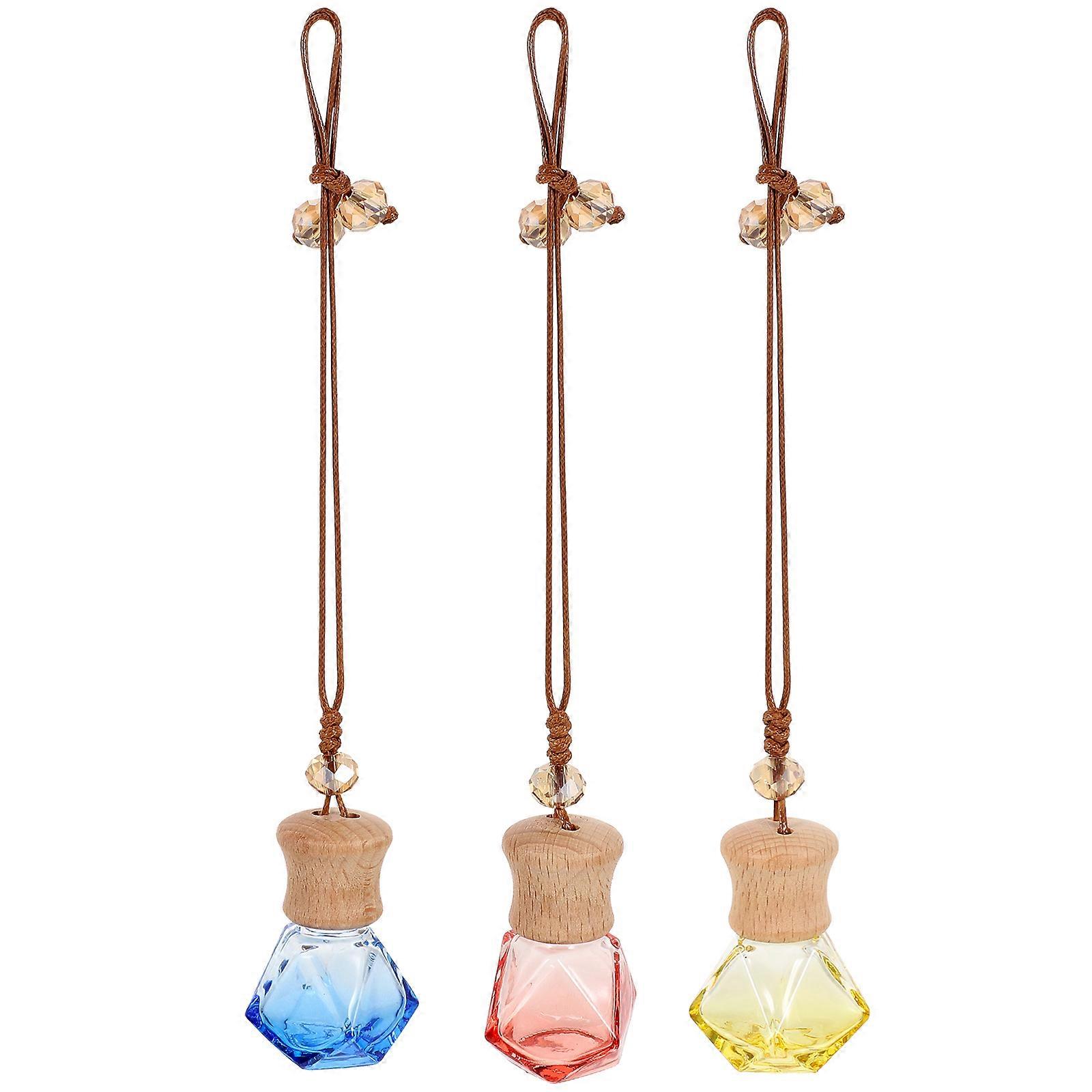Empty Diffuser Bottle Car Air Fresheners Glass Pendant for Daily Use 5x3x3cm Delicate Design Holds Perfume 3Pcs