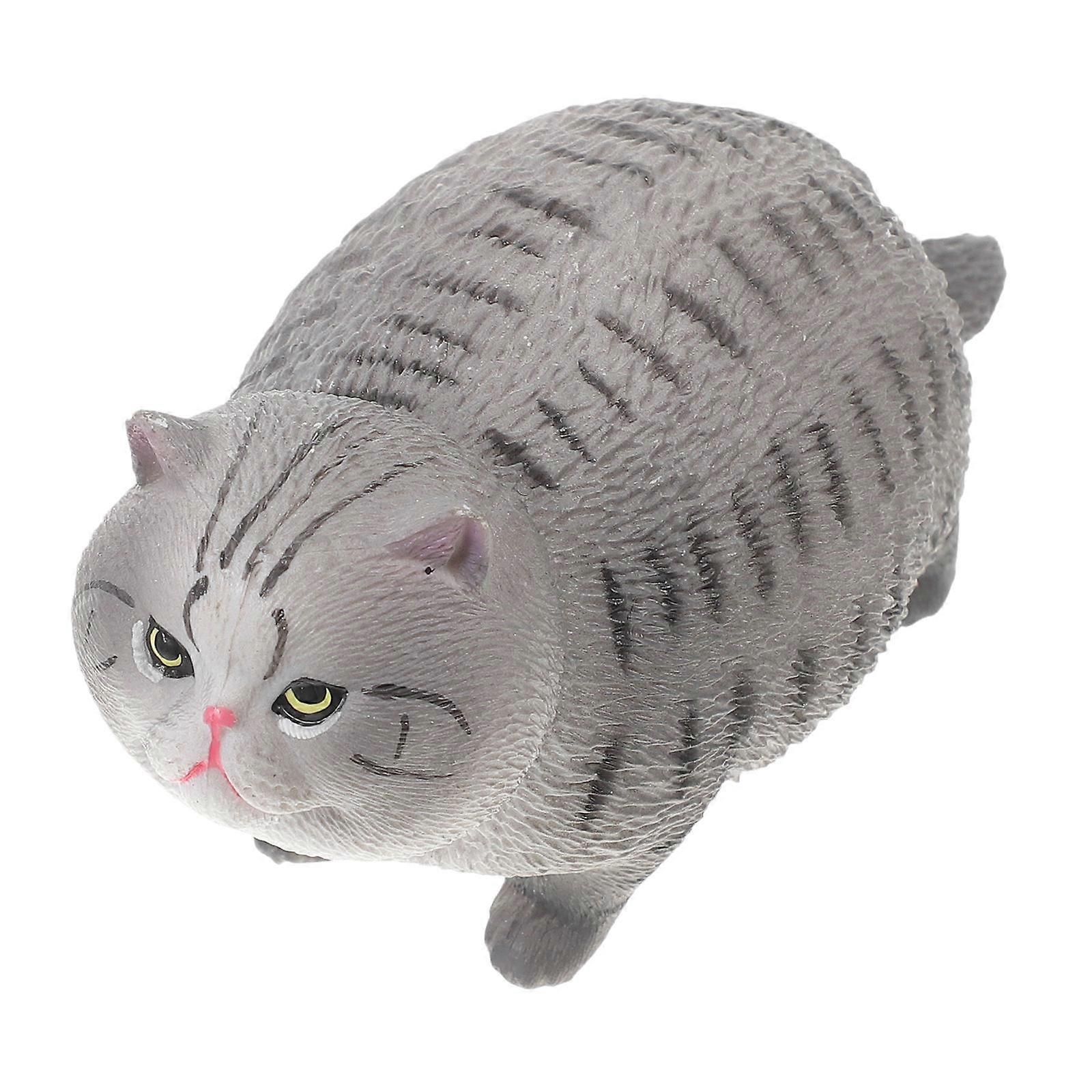 Plastic Cat Figurine Cartoon Statue for Decoration 3Pcs Grey Model