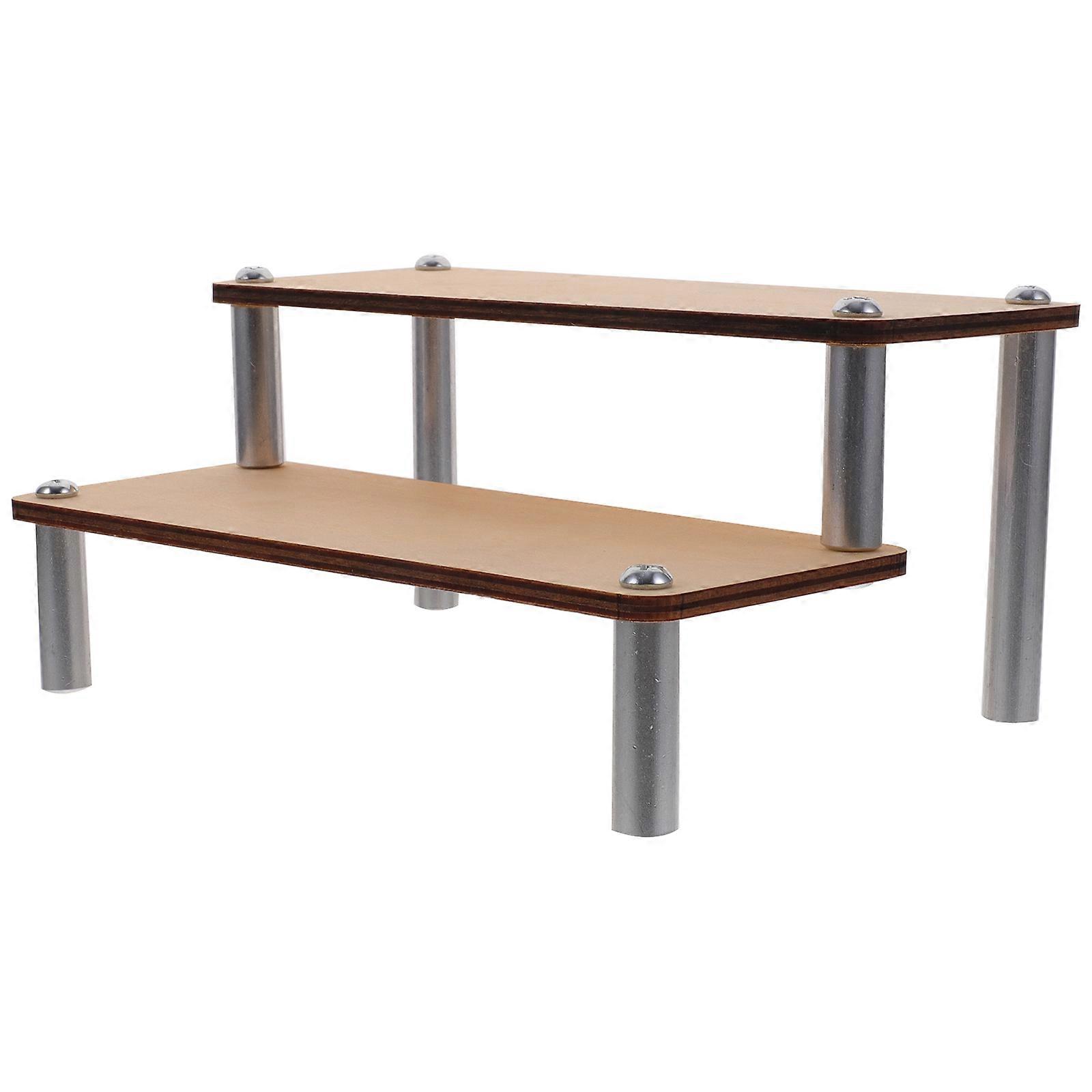 Wooden Riser Display Shelf For Figures 20X14.7X9CM Multi-Tier Home Decoration And Organization 2Pcs