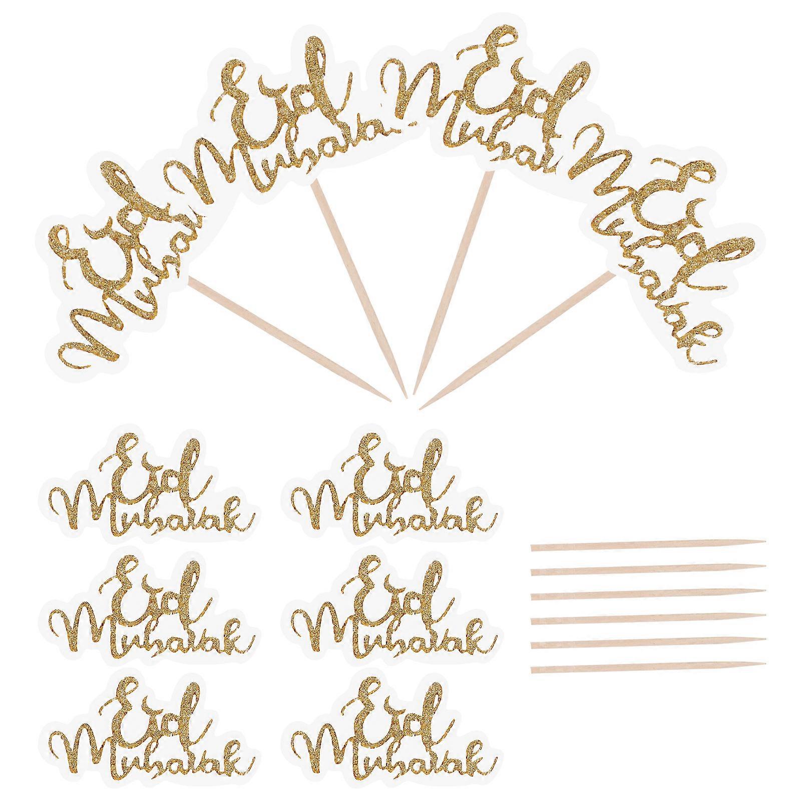Eid Mubarak Shape Appetizer Picks for Muslims and Party Hosts Decoration in Blue with 10Pcs