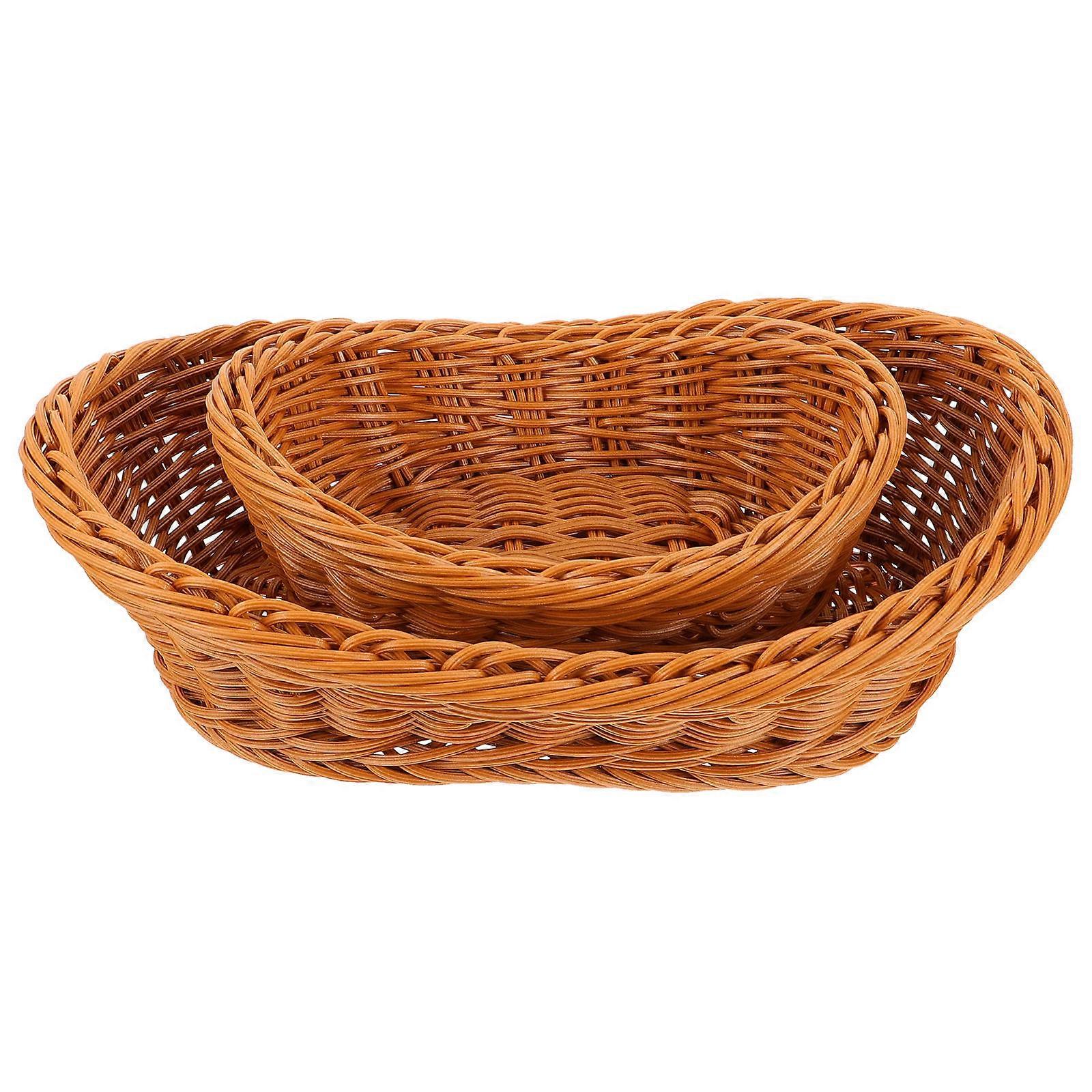 Bread Storage Basket Delicate Woven Basket for Storage 2Pcs Brown