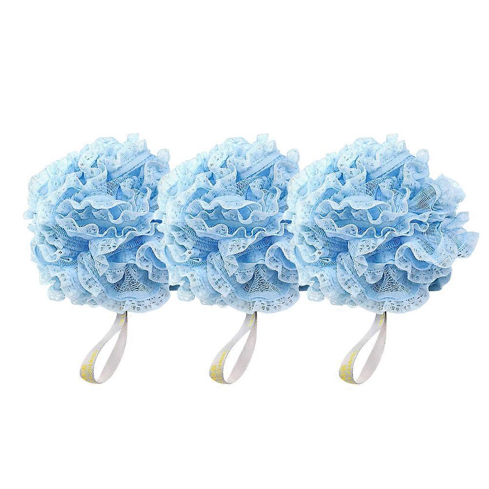 Blue Bath Mesh Ball Bathroom Poufs for Deep Skin Clean 6Pcs Set