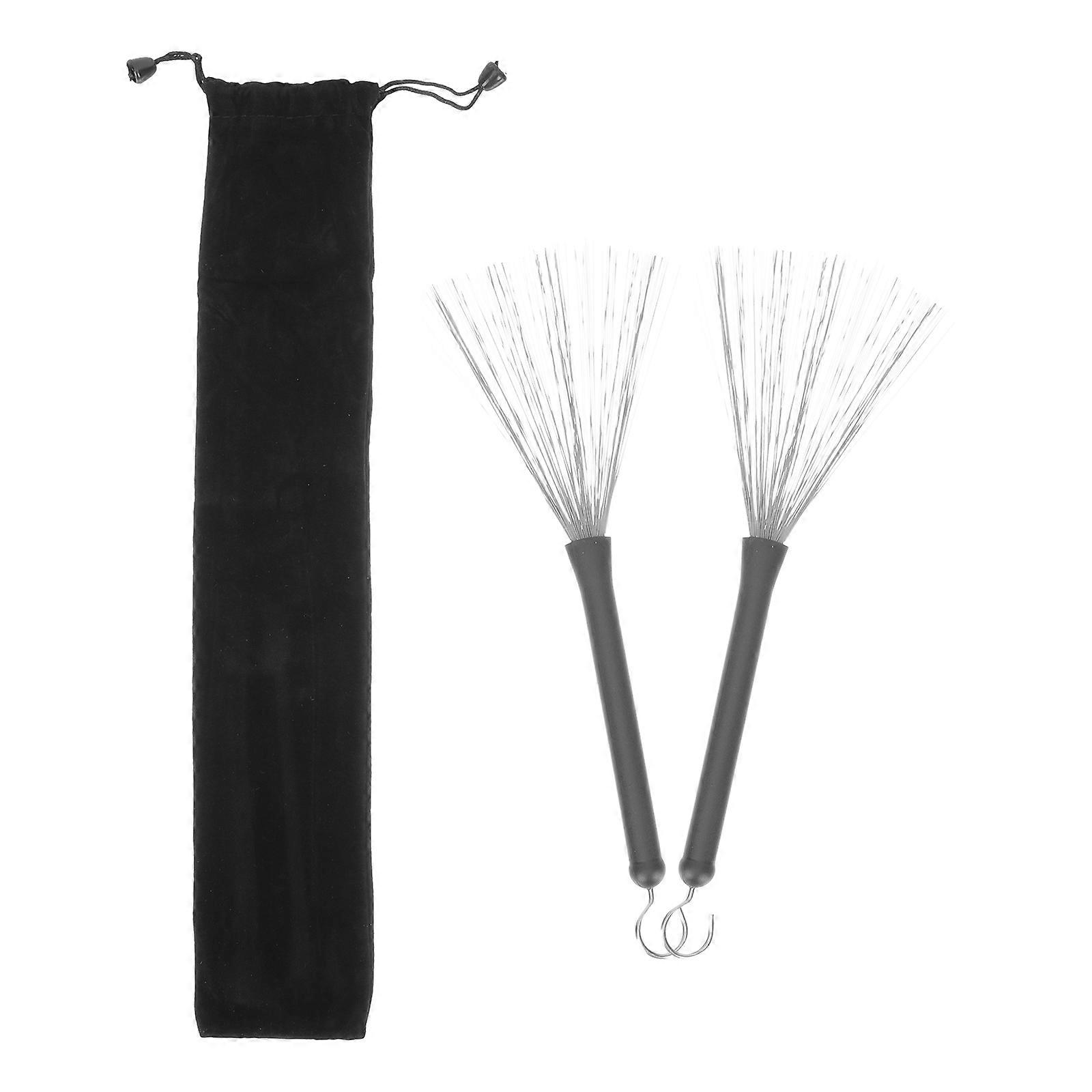 Stainless Steel Drum Brush Portable Drum Stick Brush for Performance 2Sets