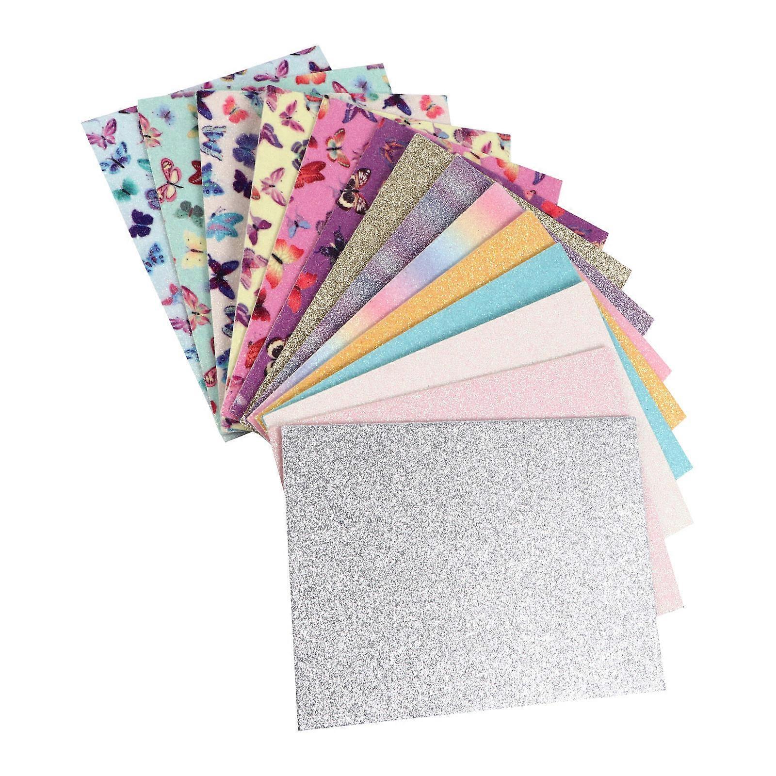 Glitter Sheet Assorted Colors Handicraft Material Crafting Projects Diy Crafting 14Sheets
