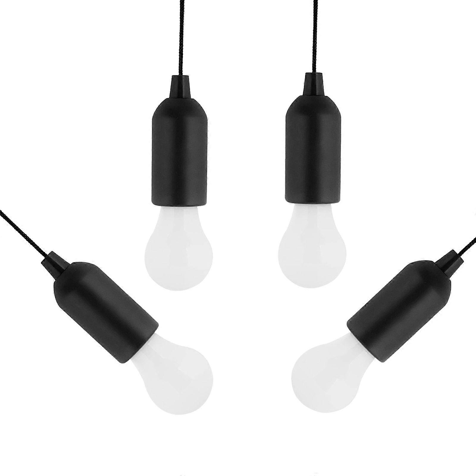 LED Pull Cord Light Portable Battery Hanging Bulb Lamp for Lighting 12Pcs Black