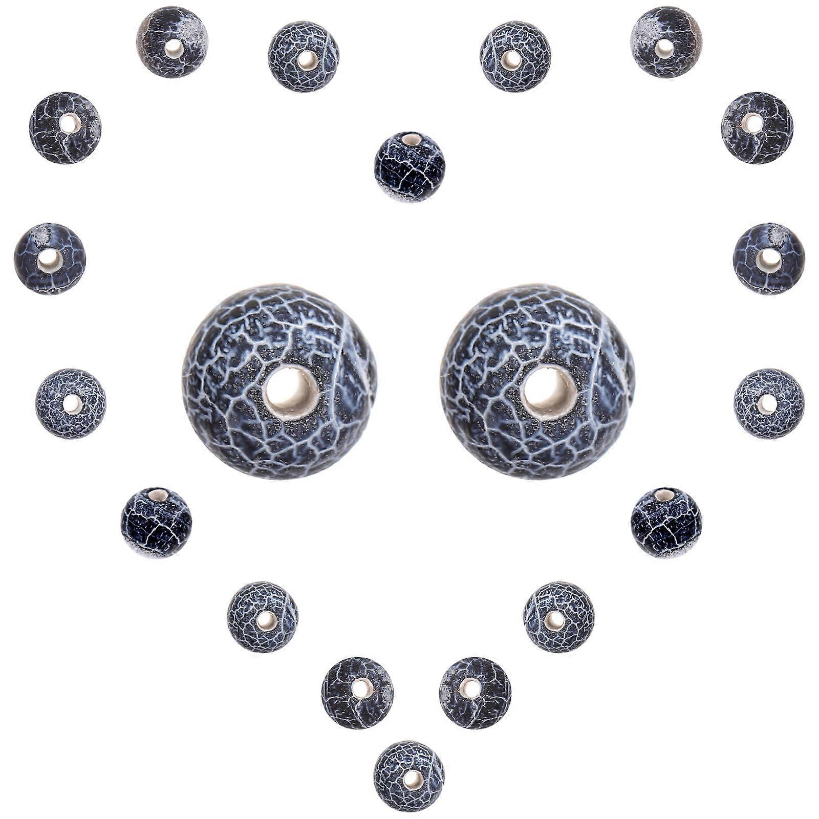 Round Loose Beads 5Pcs Frosted Agate For Craft Time And DIY Projects In Black Featuring Easy Stringing Design