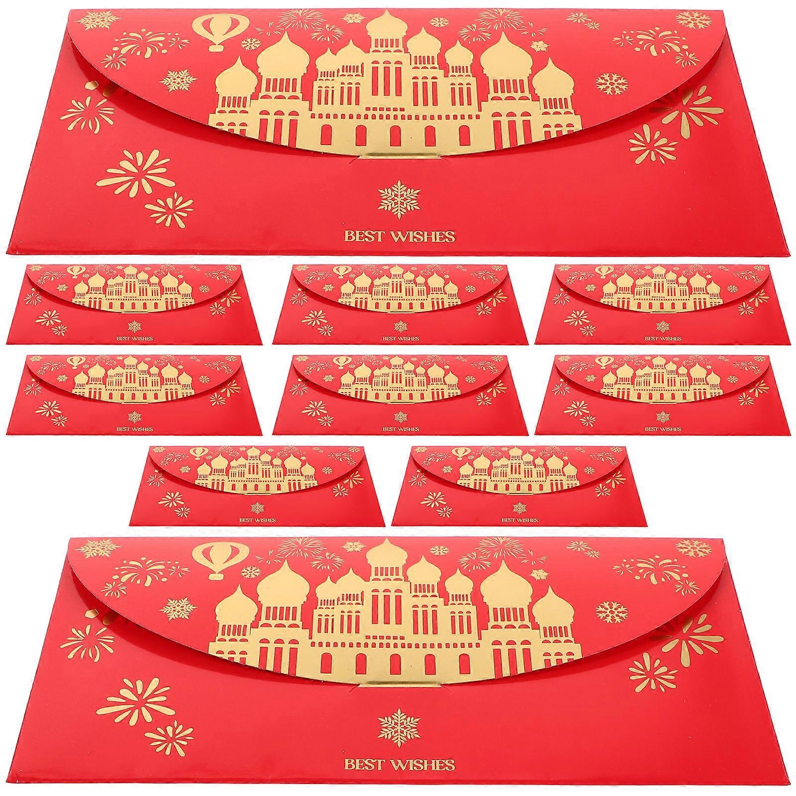 Holiday Party Red Envelopes Compact And Delicate Wedding Money Card Envelopes Rectangular Clasp Design For Christmas Festive Gatherings 10Set