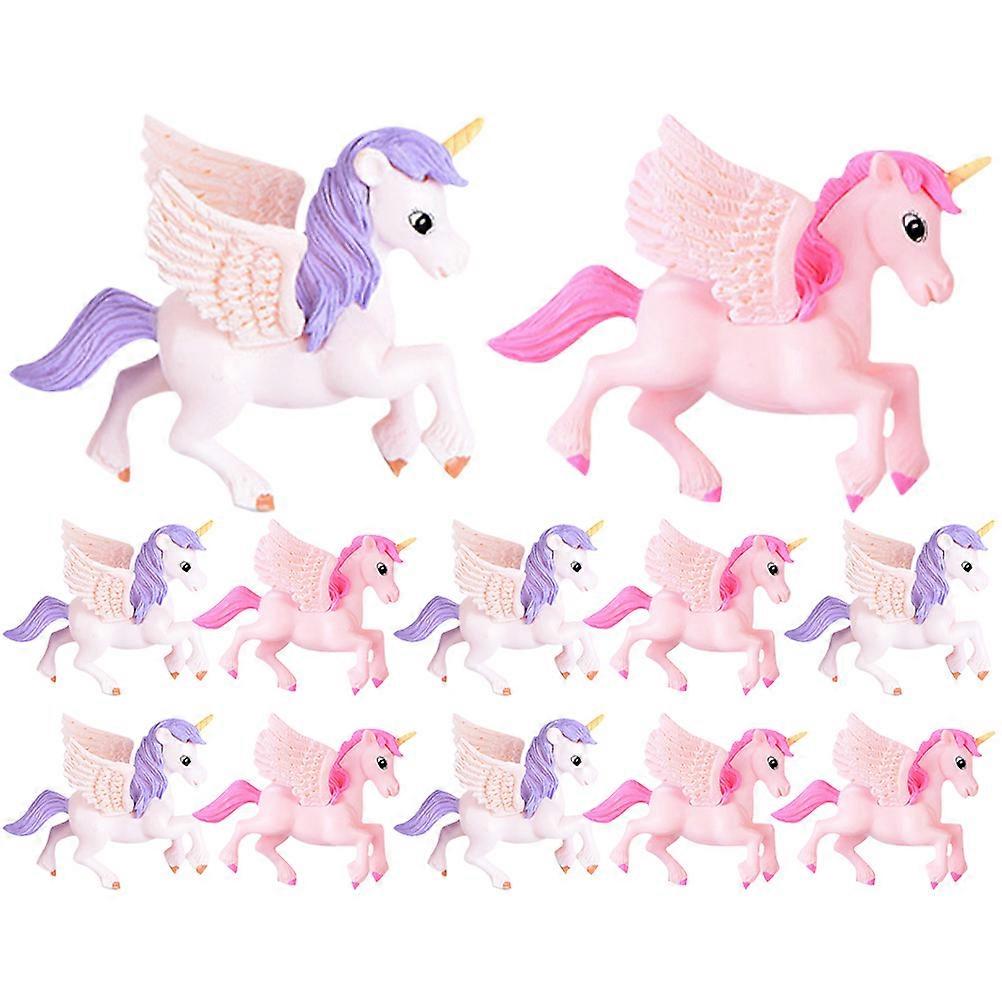 Mini Unicorn Figures Moss Landscapes Pvc Assorted Color Decorative 12Pcs