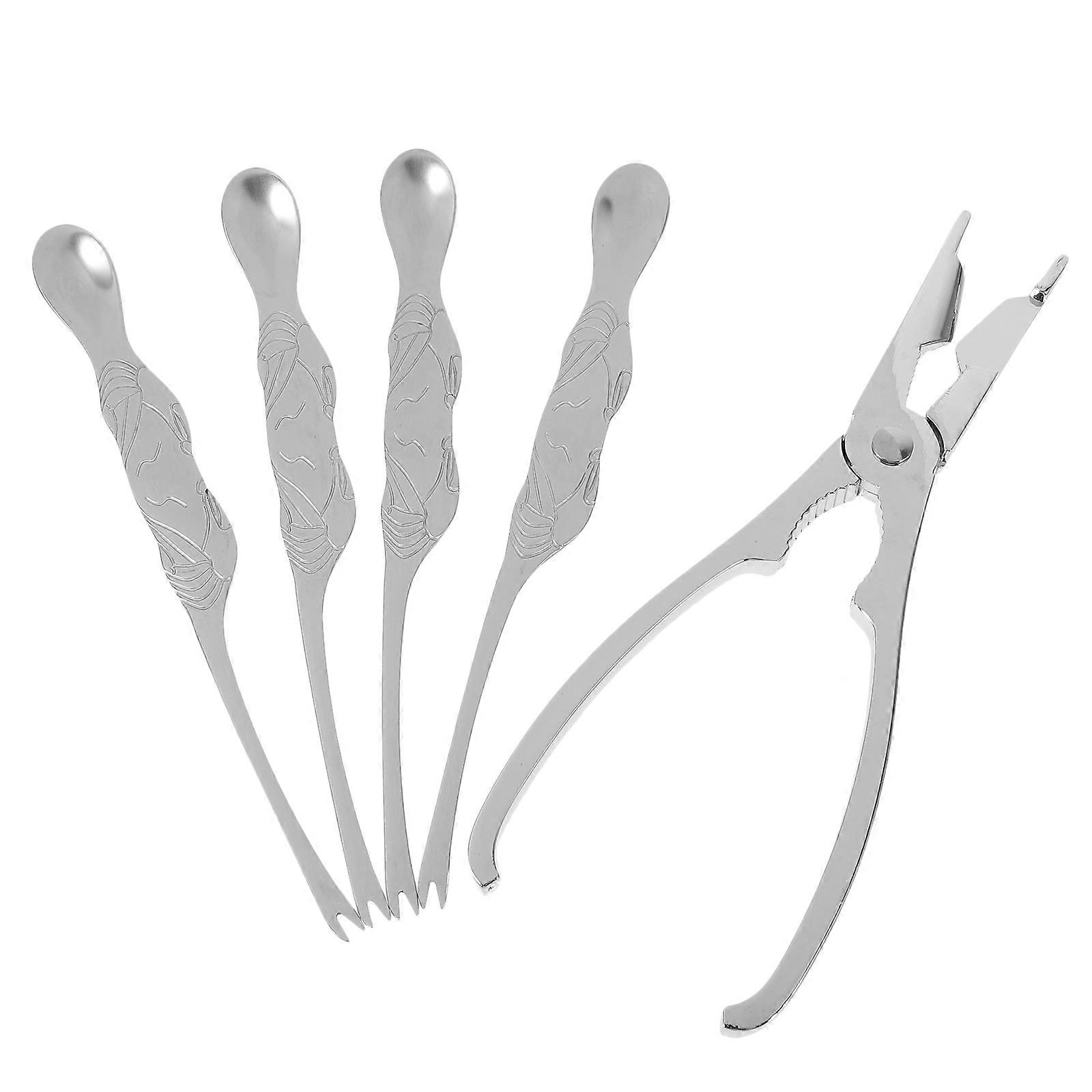 Seafood Tools Set Crab Lobster Scissors Picks Tableware Ergonomic Blue Ideal For Seafood Dining 5Pcs