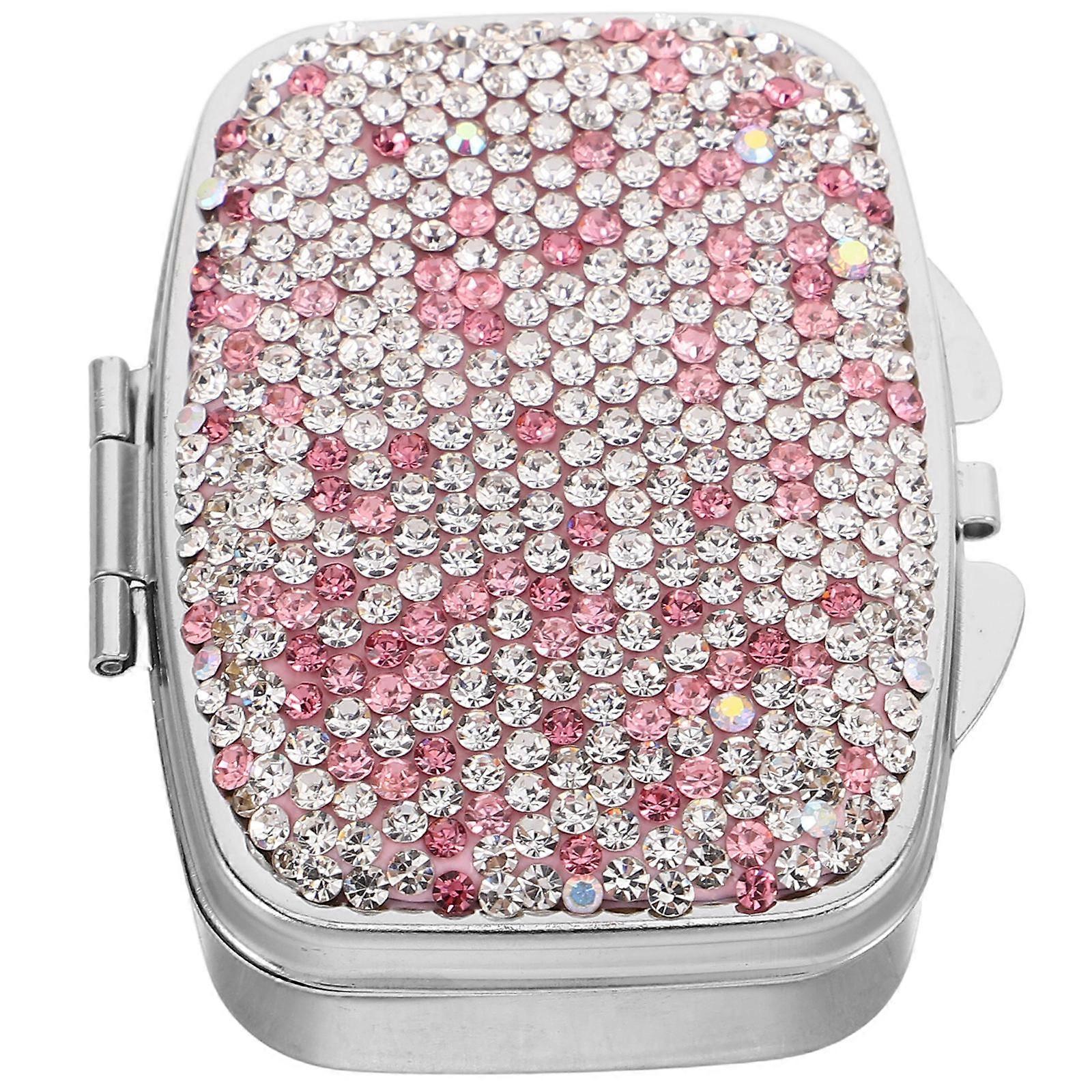 Travel Pill Organizer Mini for Daily Use 3Pcs Elegant Rhinestone Design