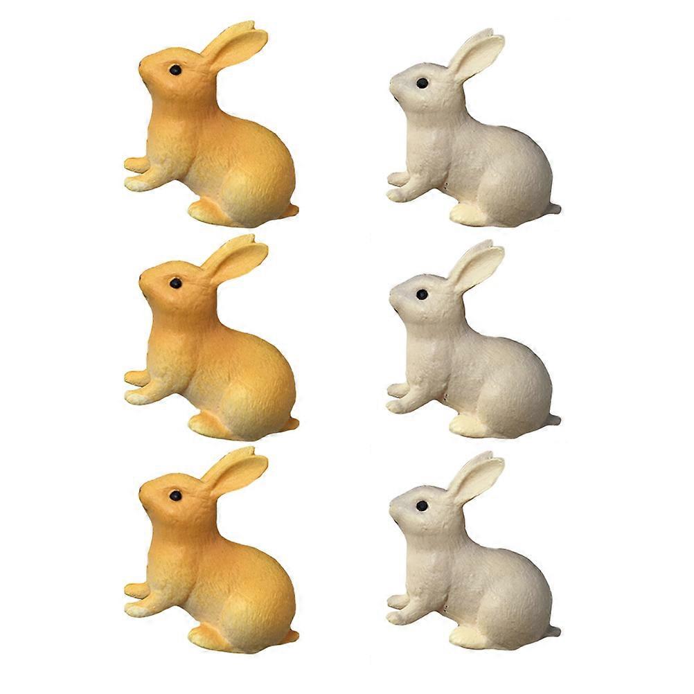 Simulation Rabbit Figures for Decor 6Pcs Resin Rabbit Statue with Assorted Colors