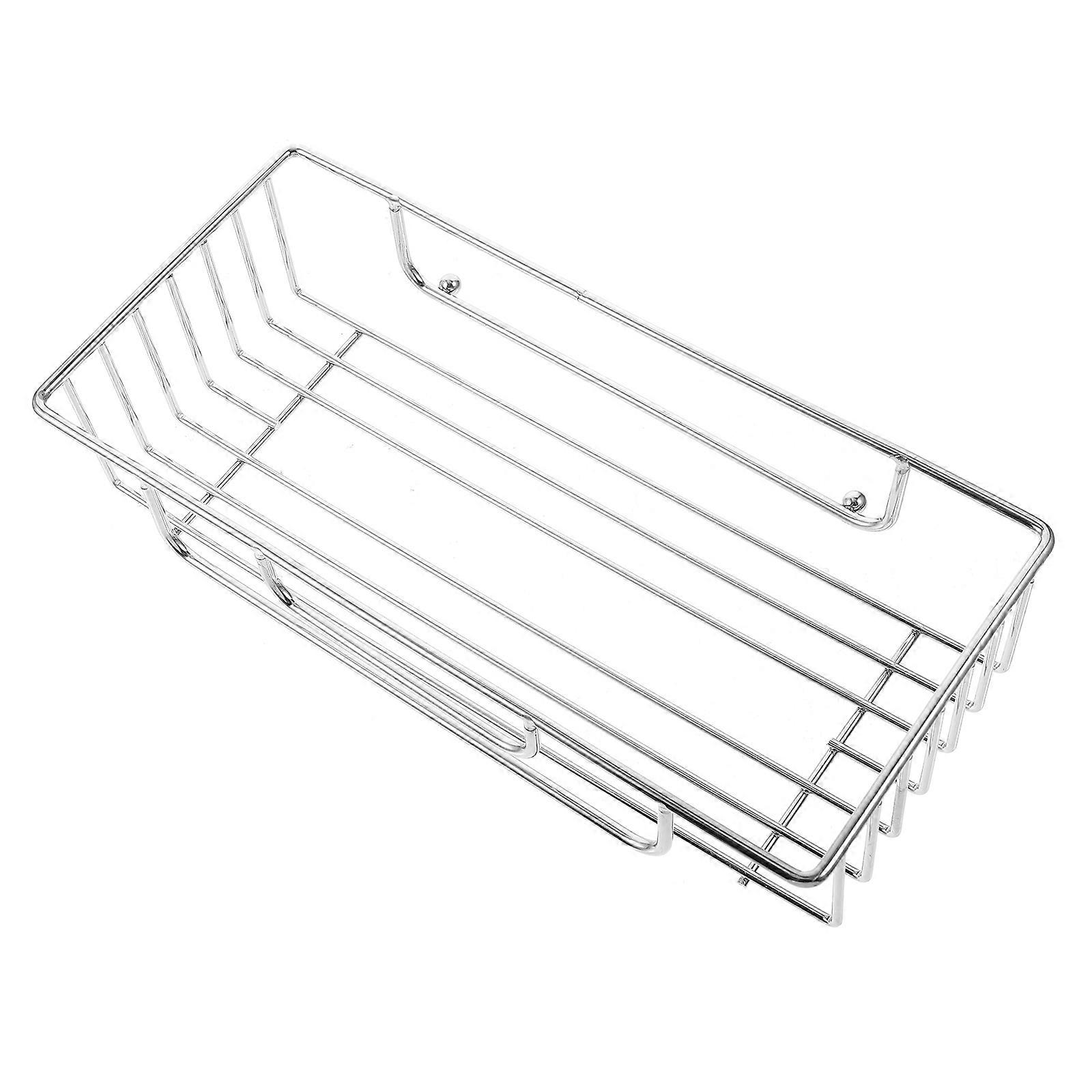 Bathroom Storage Rack Wall Mounted Shelf for Shower Use 2Pcs Silver Steel
