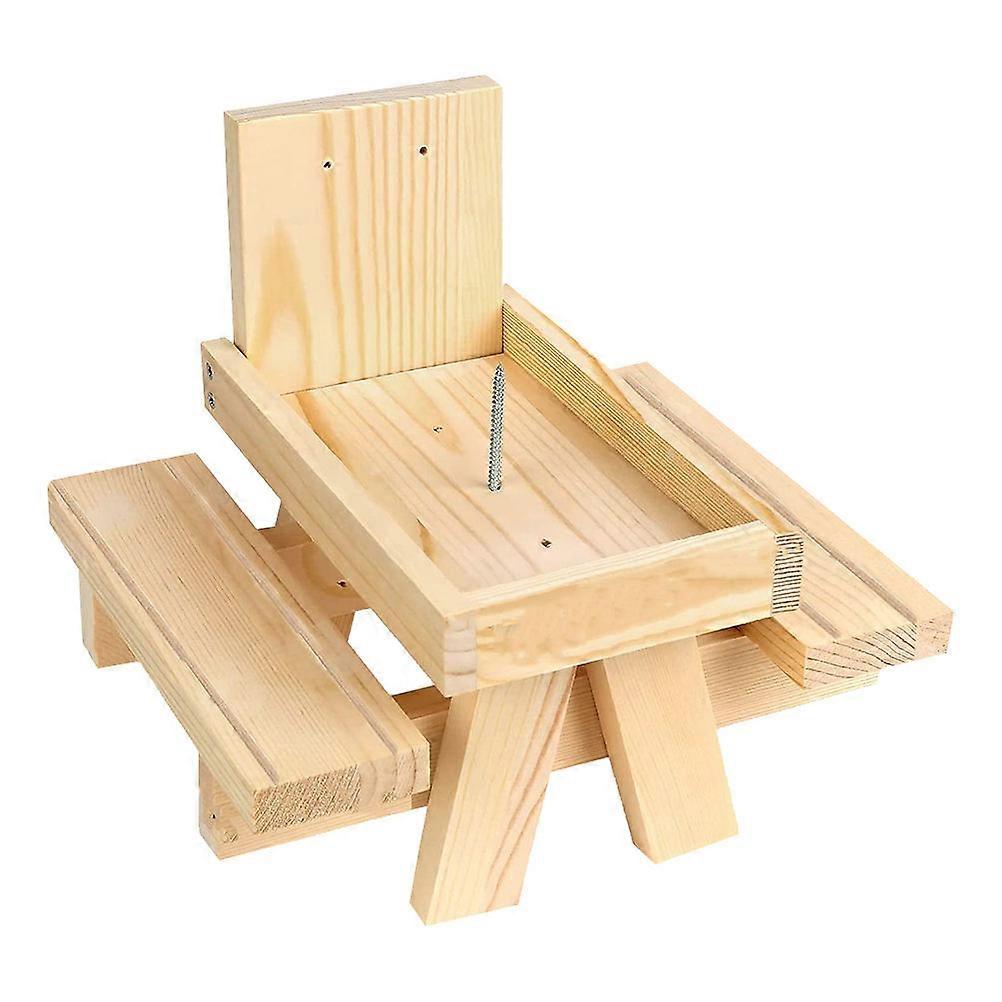 Squirrel Feeder Wooden Picnic Table for Backyard Pet Feeding 1Pcs