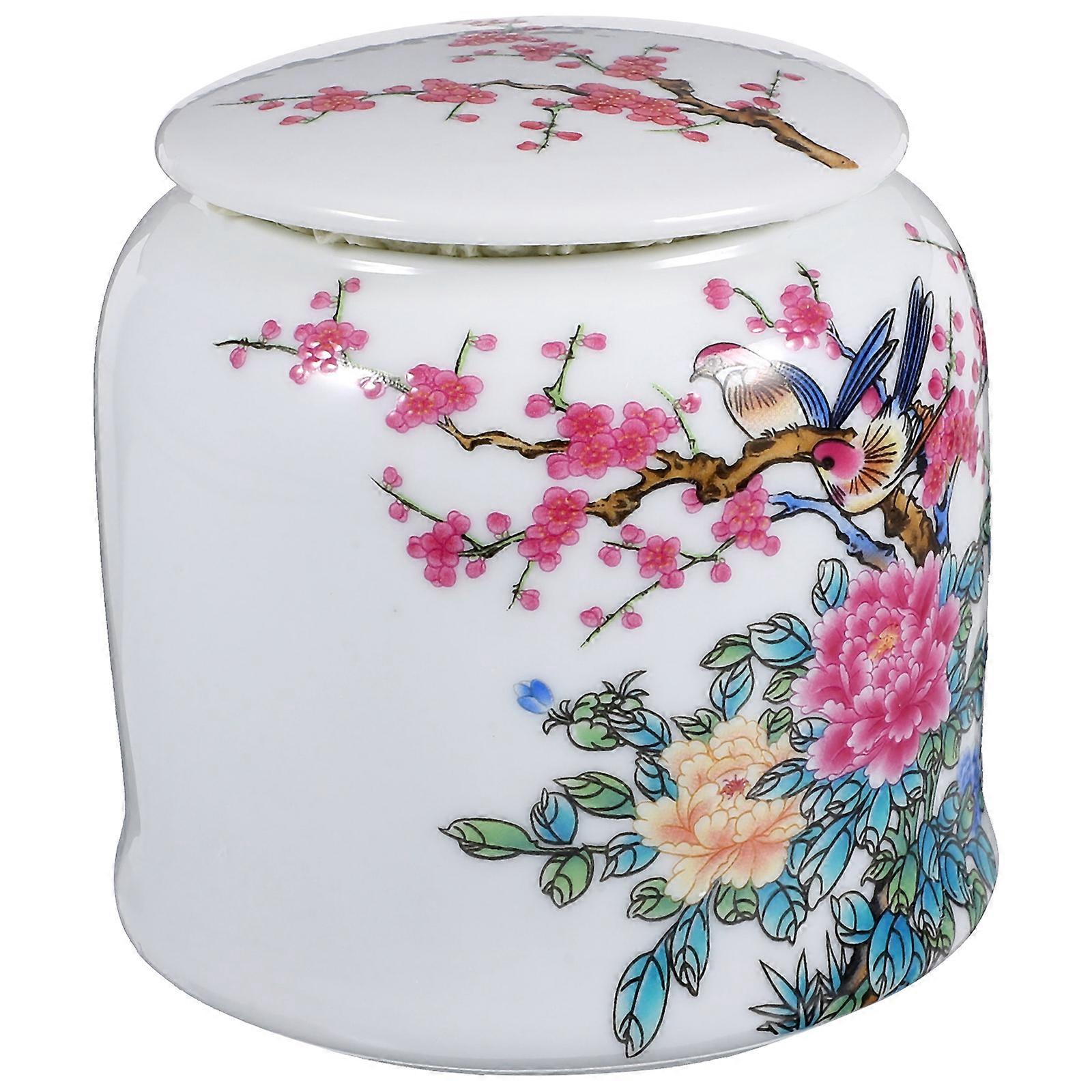 Loose Tea Container Storage 3Pcs with Lid Vintage Pattern