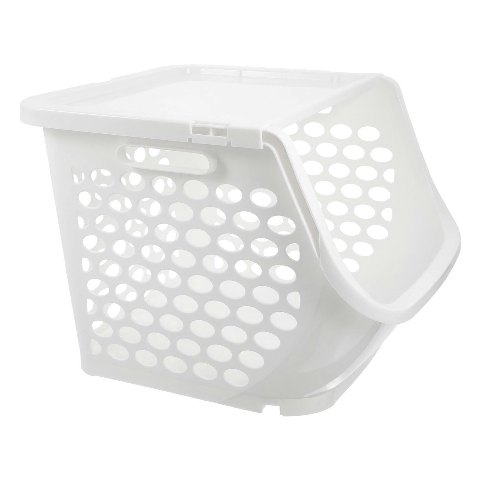 White Kitchen Fruit Basket Plastic Stackable Organizer for Storage