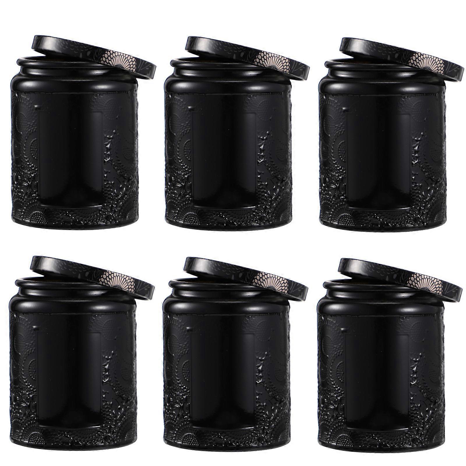 Candle Jar Set Glass Embossed for Candle Making with 12Pcs Containers