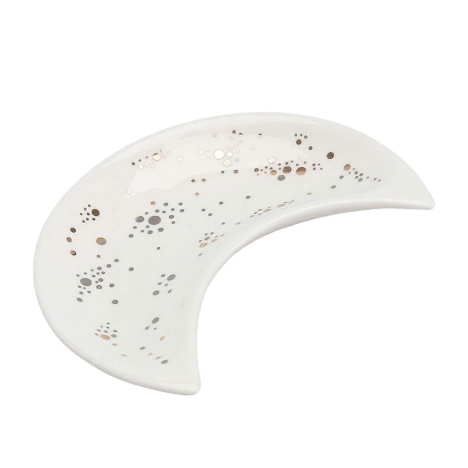 Ceramic Jewelry Tray for Storage Use 1Pcs Moon Shape Chic Tray