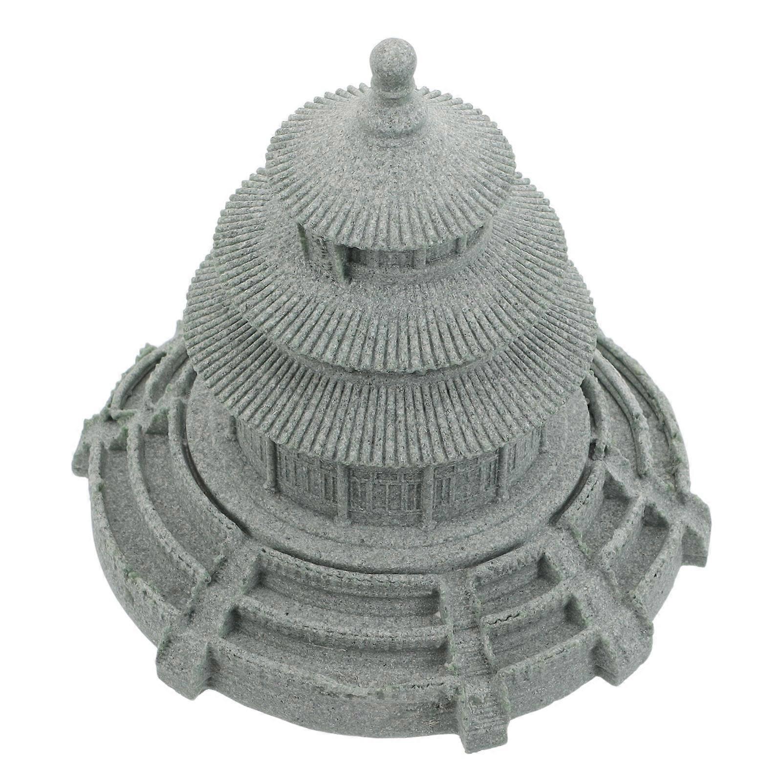 Chinese Ancient Building Model Sandstone Architecture Figurine for Desk 4Pcs