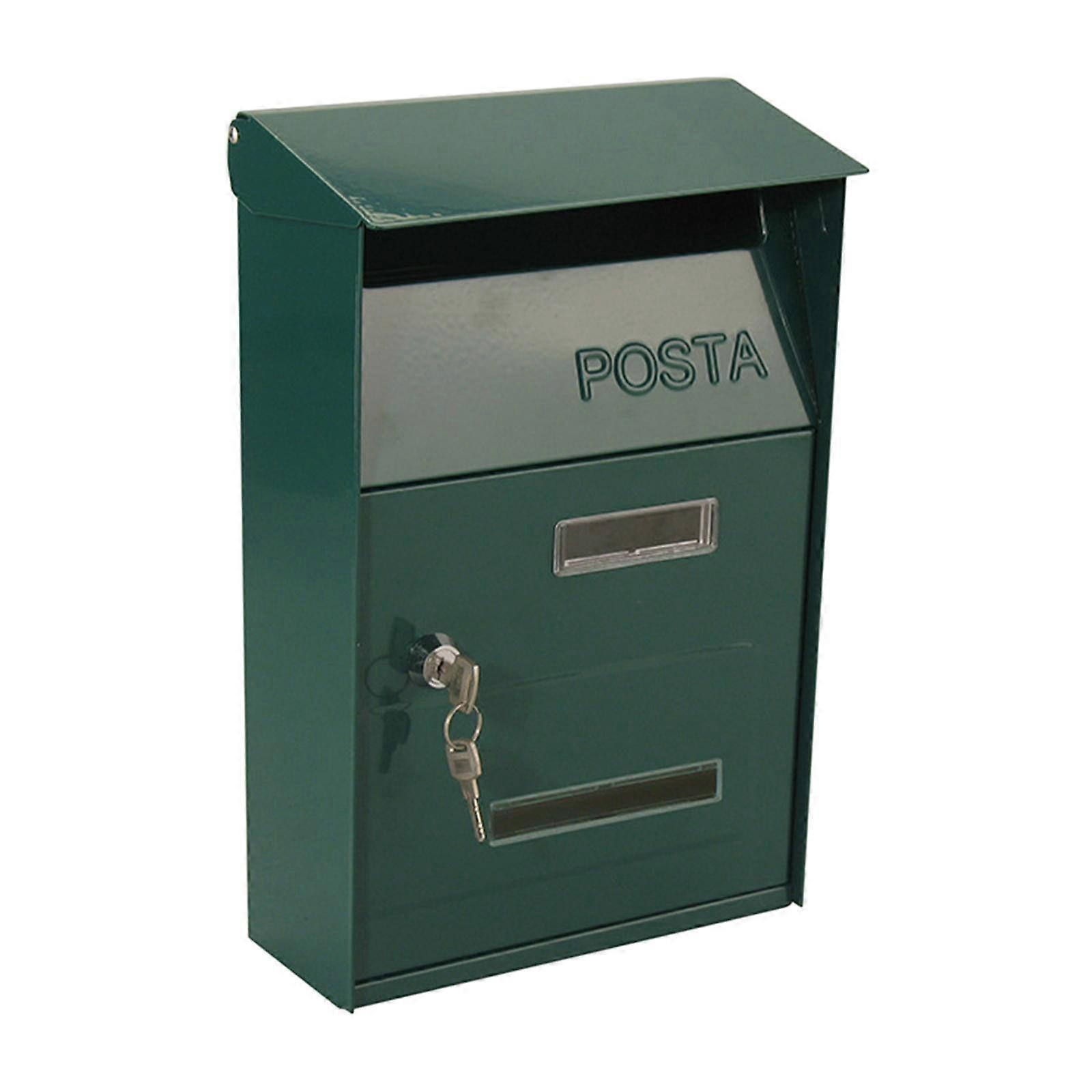 European Wall Mount Mailbox Key Locking Mail Box Post Letter Box Decor Green