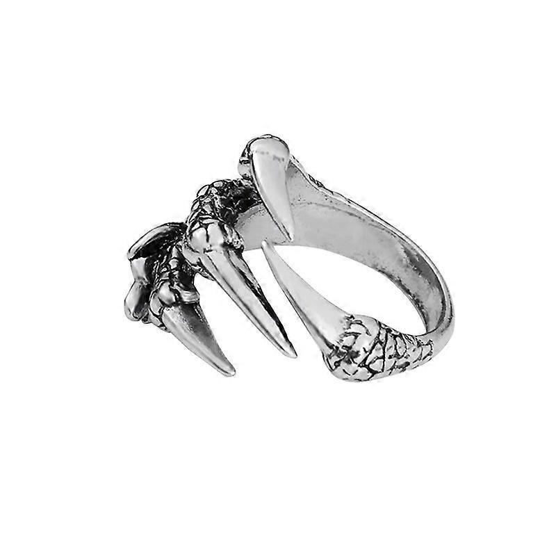 Men's Hip Hop Trendy Vintage Index Finger Ring, Open Adjustable Alloy Dragon Claw Design