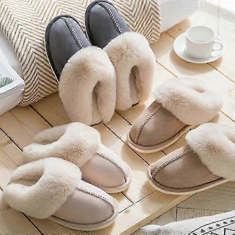 VinterMote Kvinner Hus Tøfler Varm Bomull Plysj Sko Memory Foam Flats Innendørs Og Utendørs Tøfler