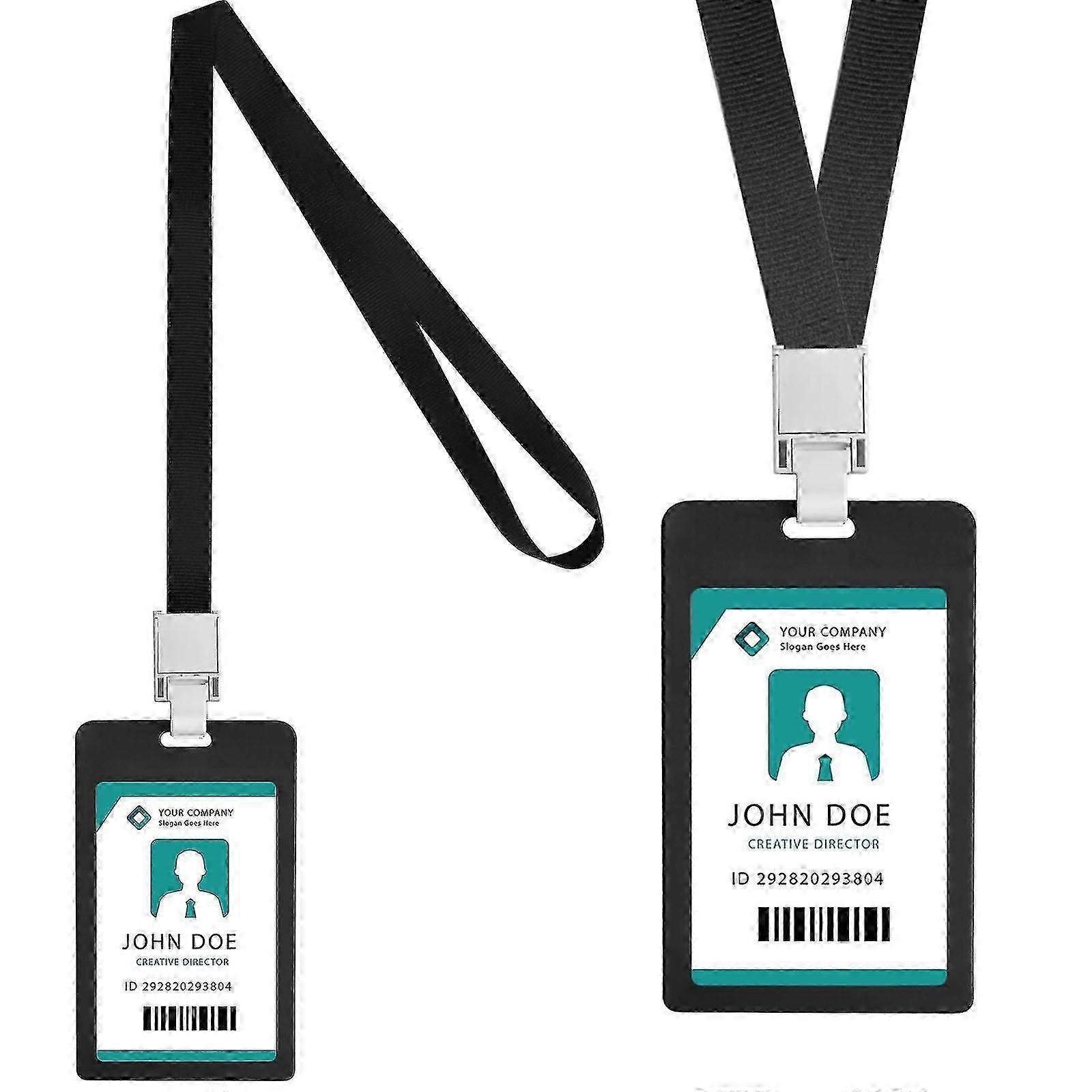 2 قطعة حامل بطاقة بلاستيكية سوداء حامل بطاقة هوية ، بدلة حامل بطاقة