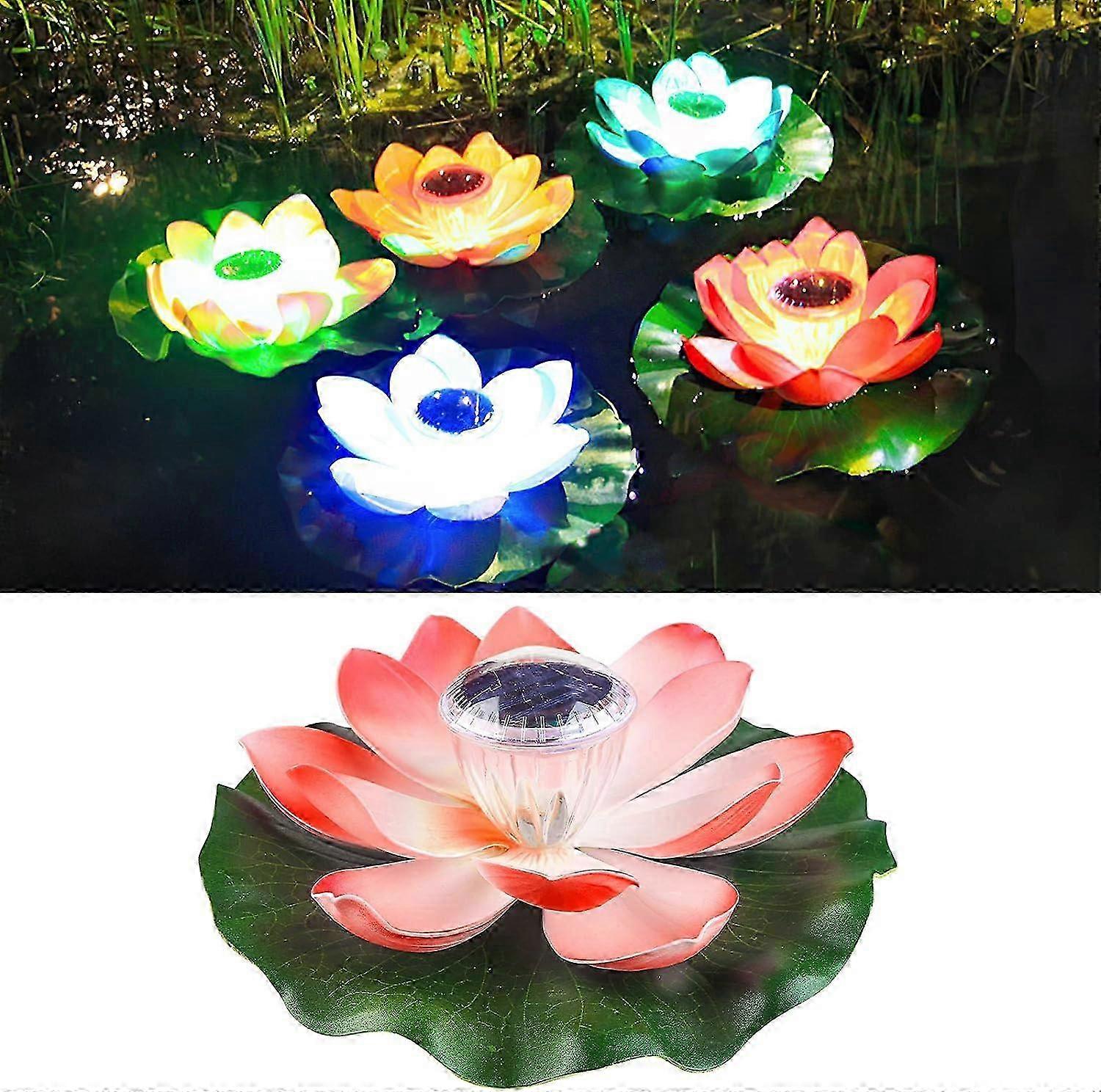 Solar Pond Lights Pink Floating Solar Lights for Pond, Floating Lotus Flower Solar Powered Pool Lights Garden Pond Solar Lily Flower Lights 