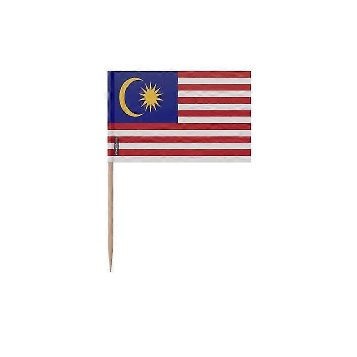 Malaysia Flag Toothpicks - 12 cm - 100 pieces - Adhesive plastic - Bamboo stick - Pixelforma