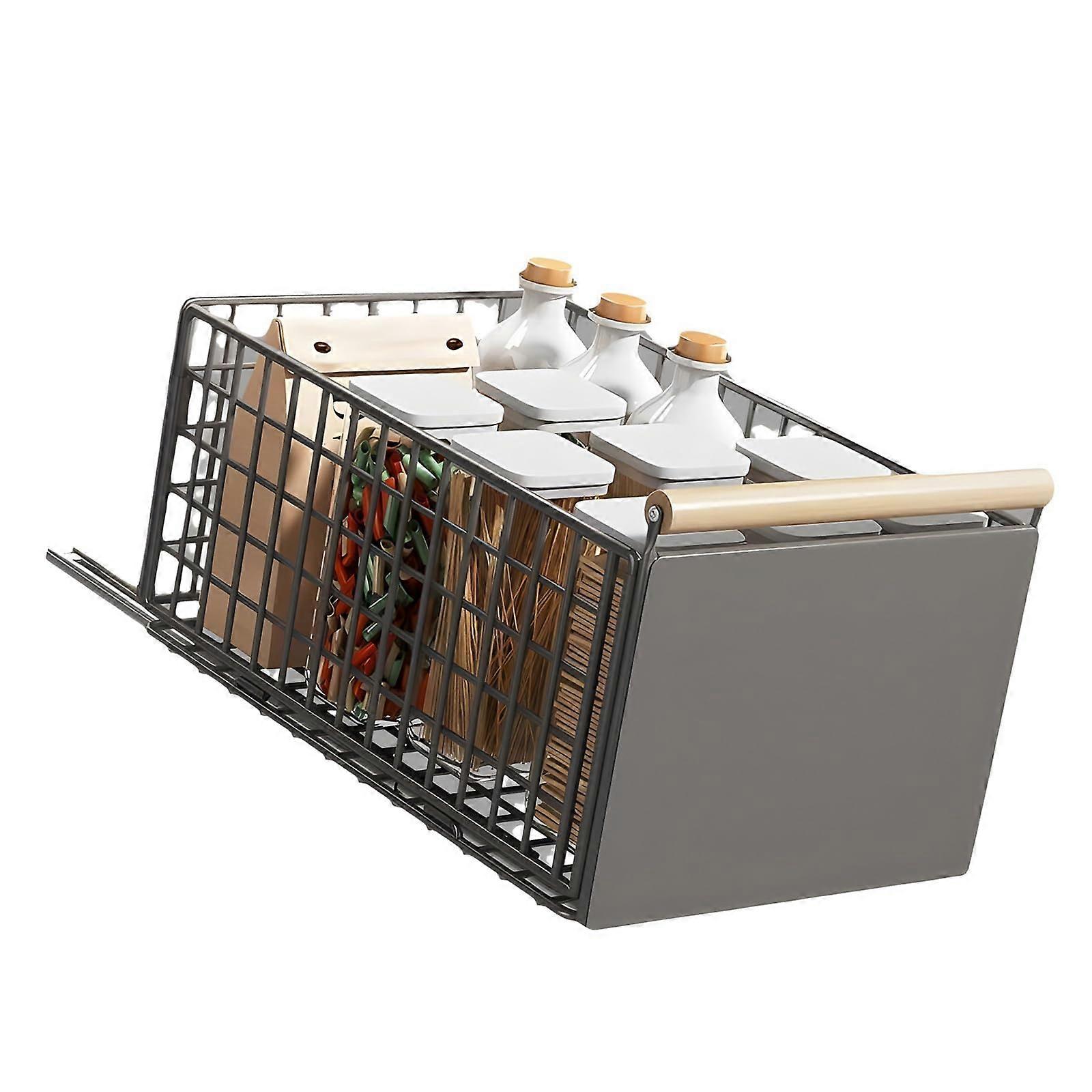 Space Saving Slide Out Sink Shelf Waterproof Multi Layer Storage Organizer 10Kg Gray For Pantries Drillless Spices Rack